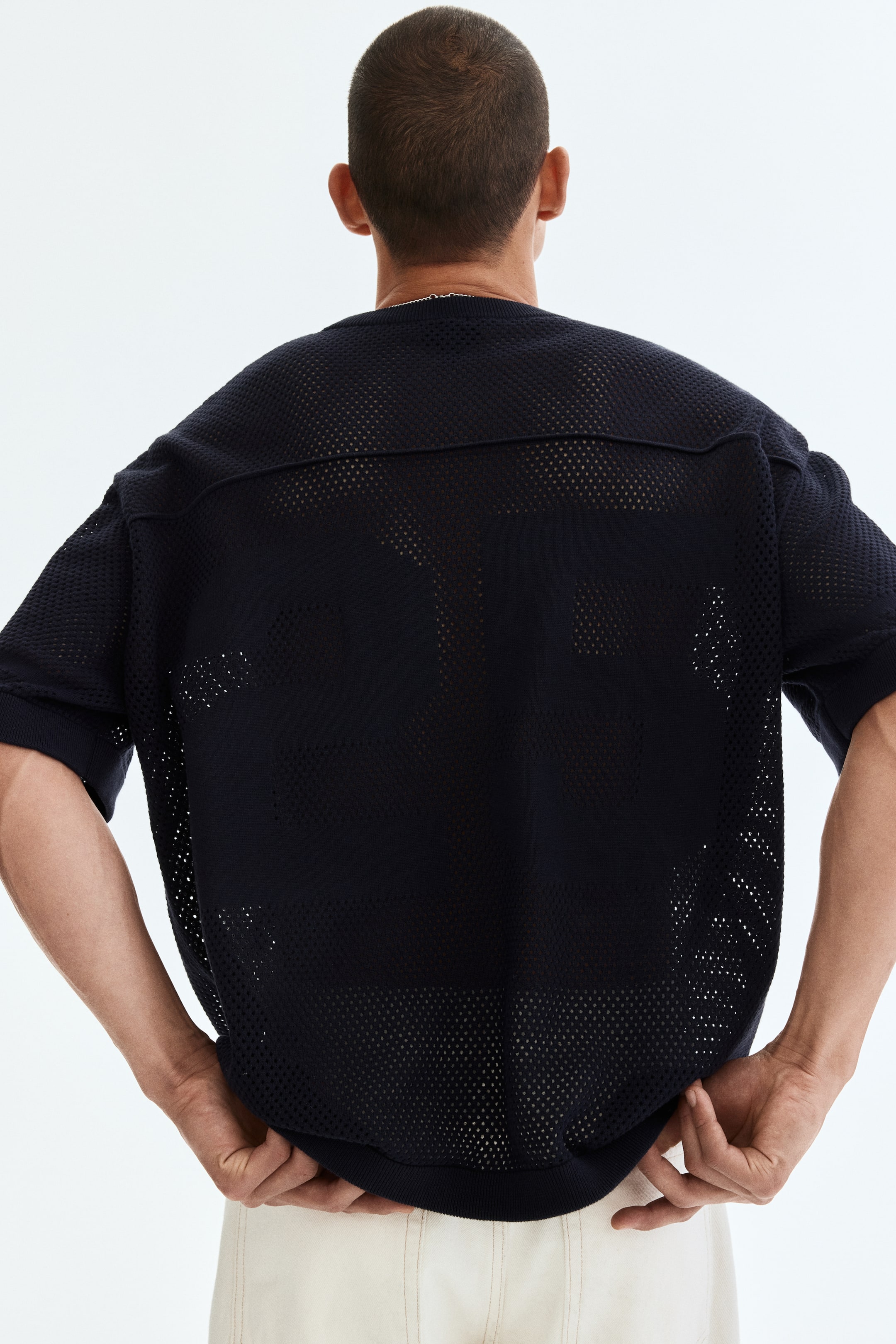 T-shirt carré décontracté en tricot ajouré