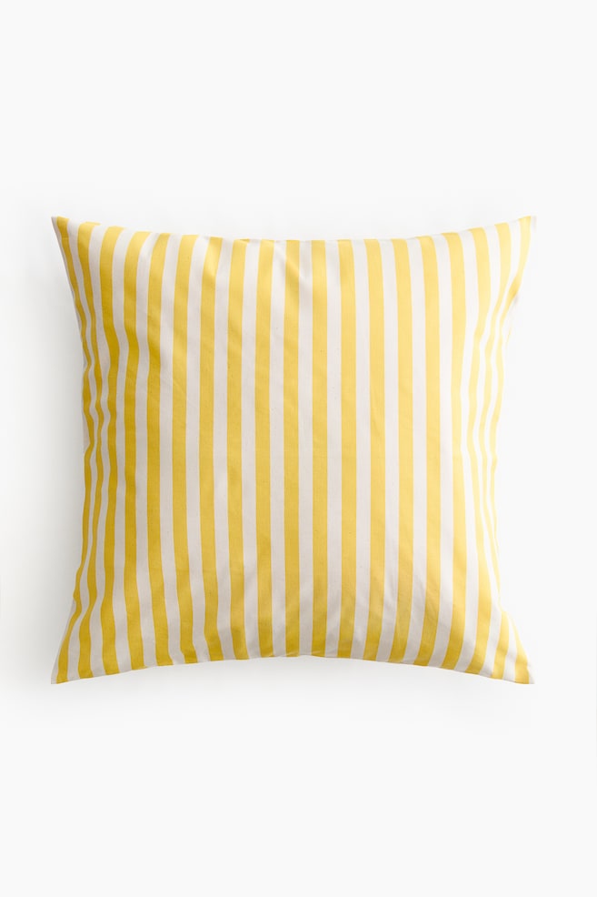 Outdoor Canvas Cushion Cover - Yellow/striped/Bright blue/striped - 1