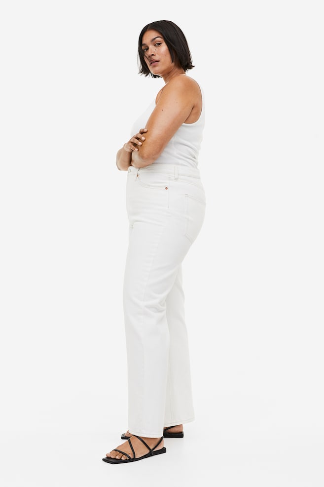 H&M+ Loose Straight High Jeans - White - 3