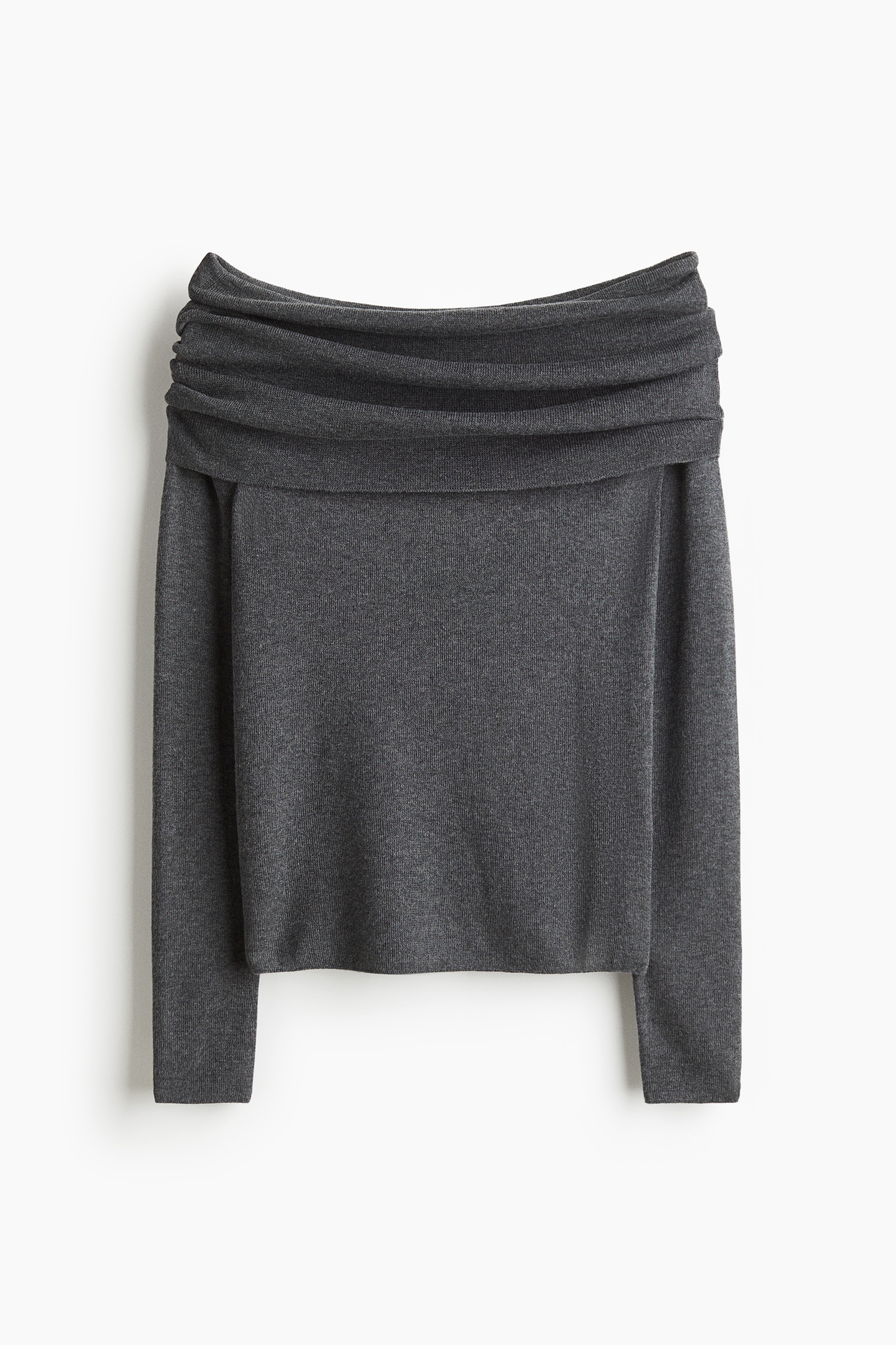 露肩套衫 - 混灰色