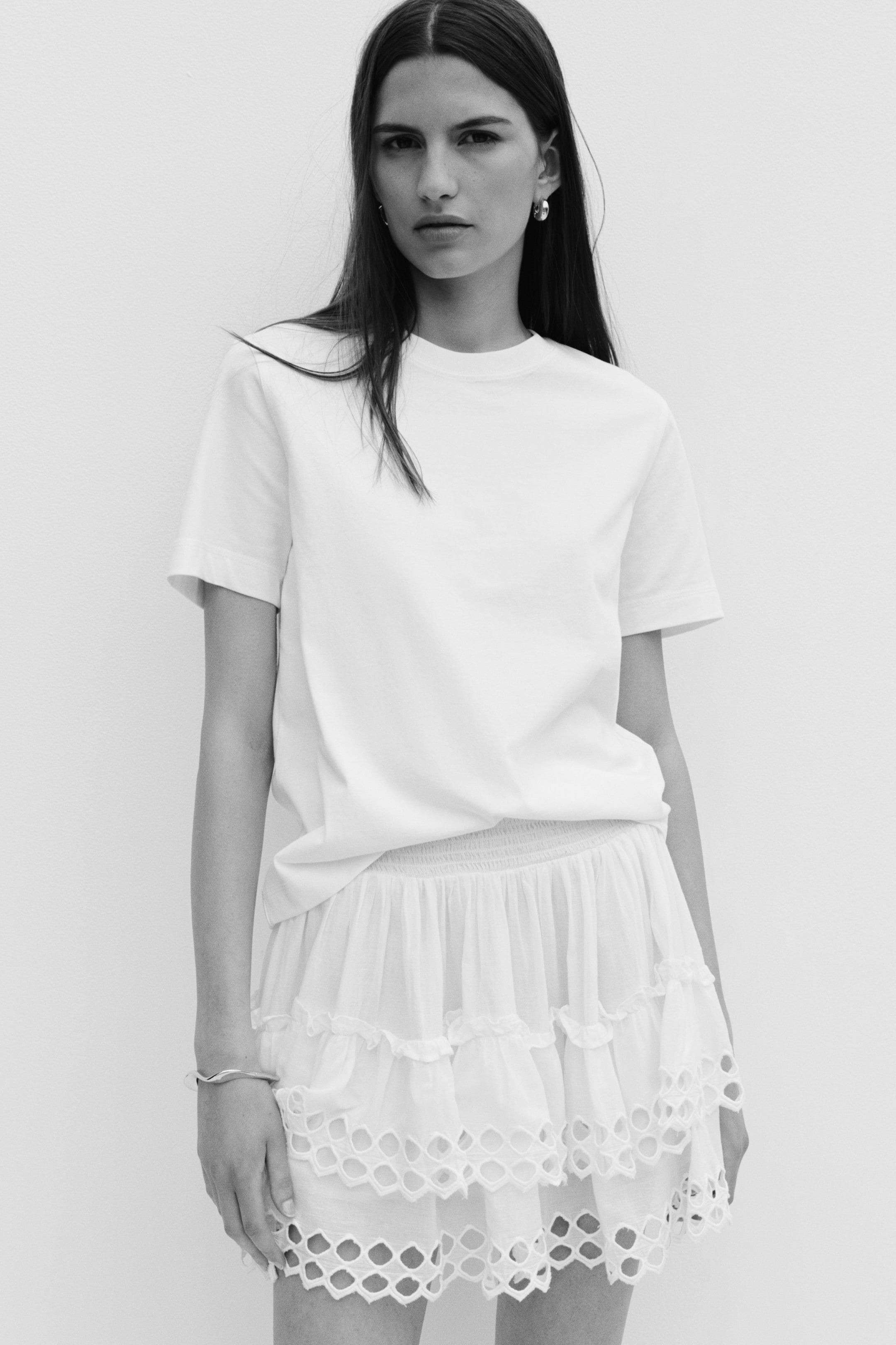 Женские юбки H&M Tiered Eyelet Embroidery Skirt — фото 4