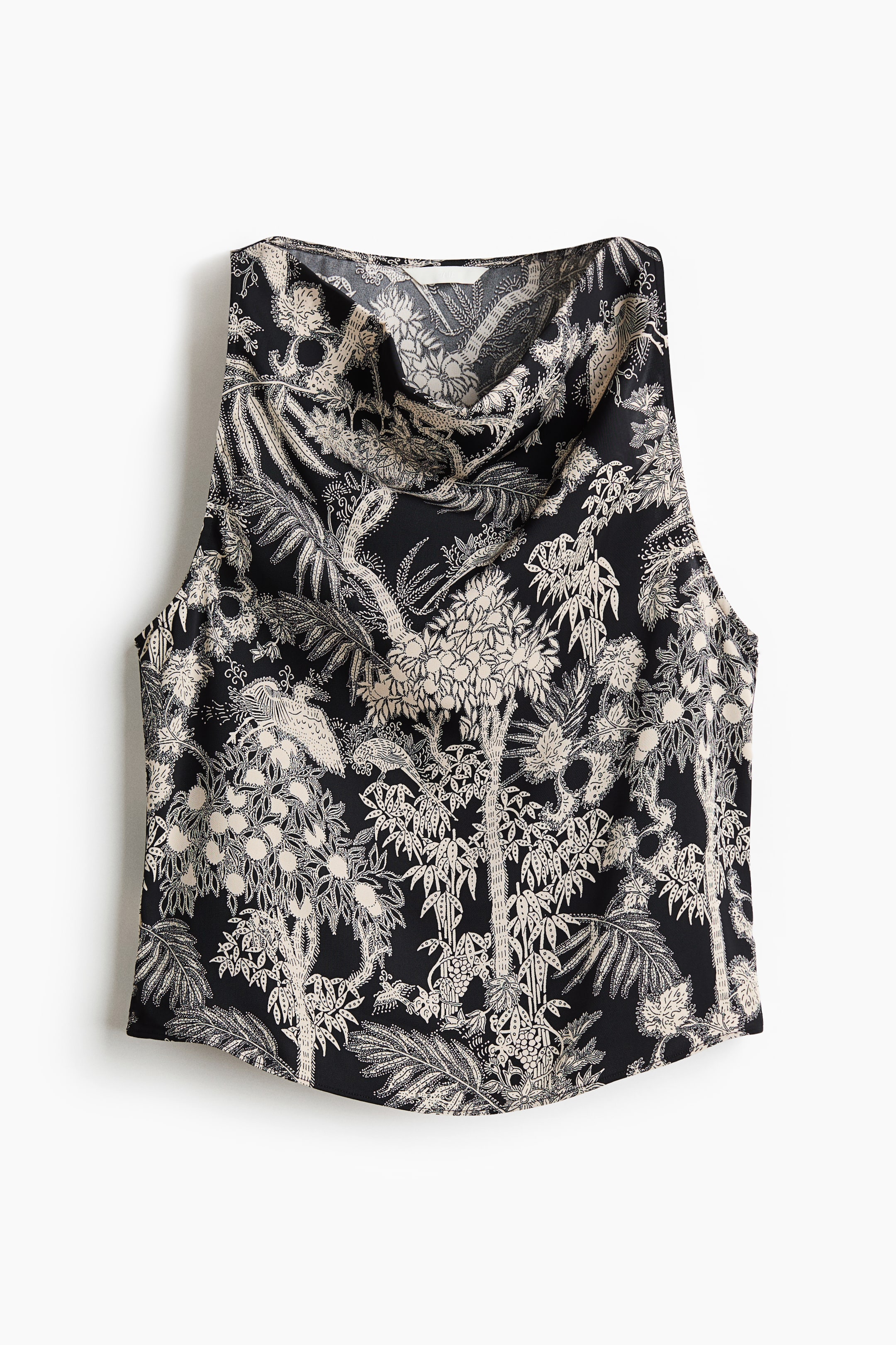View larger image: Cowl-neck satin top - Black/Patterned - Ladies | H&M SG 5