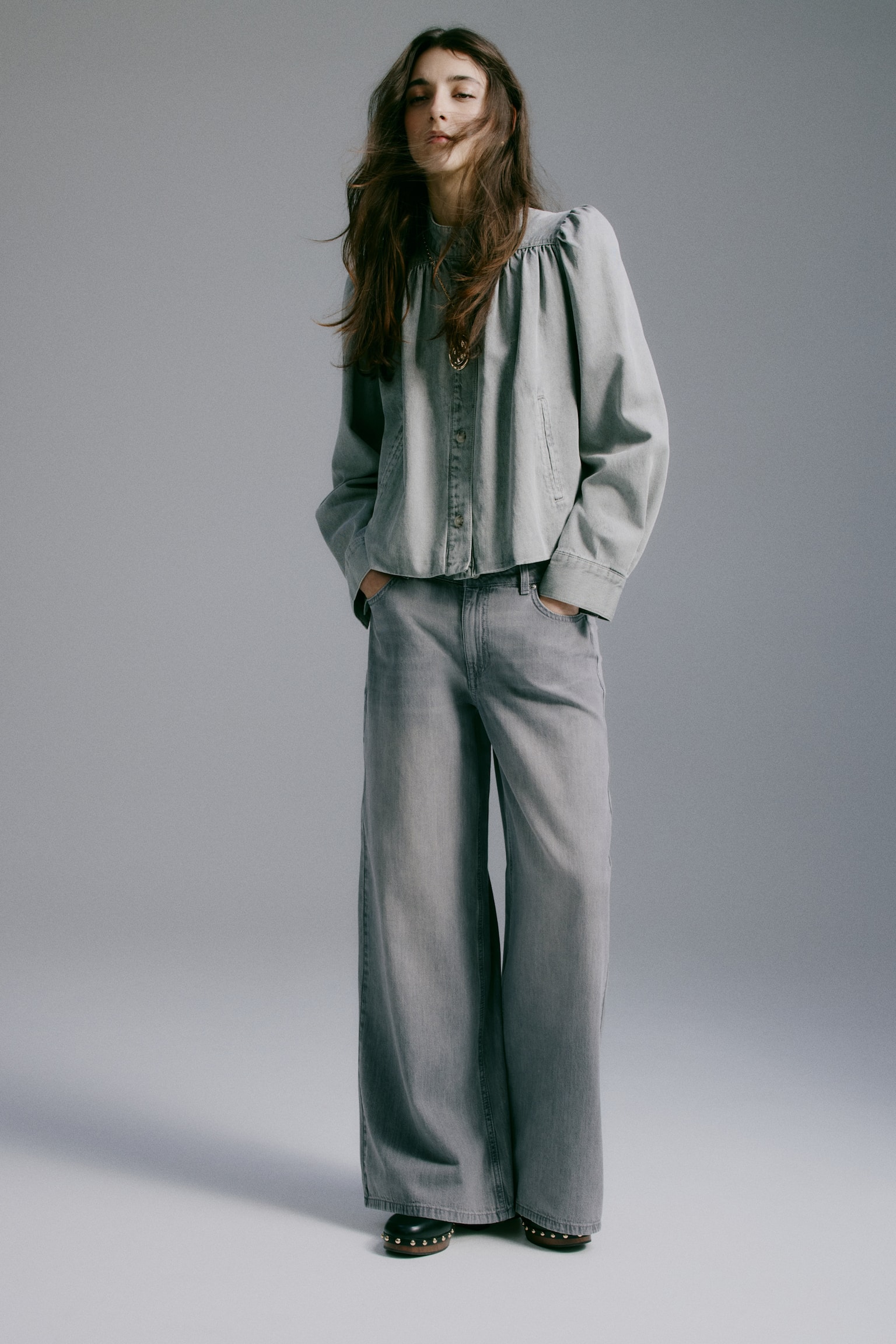 Wide Regular Waist Jeans - Cinzento/Azul denim/Azul denim escuro - 6