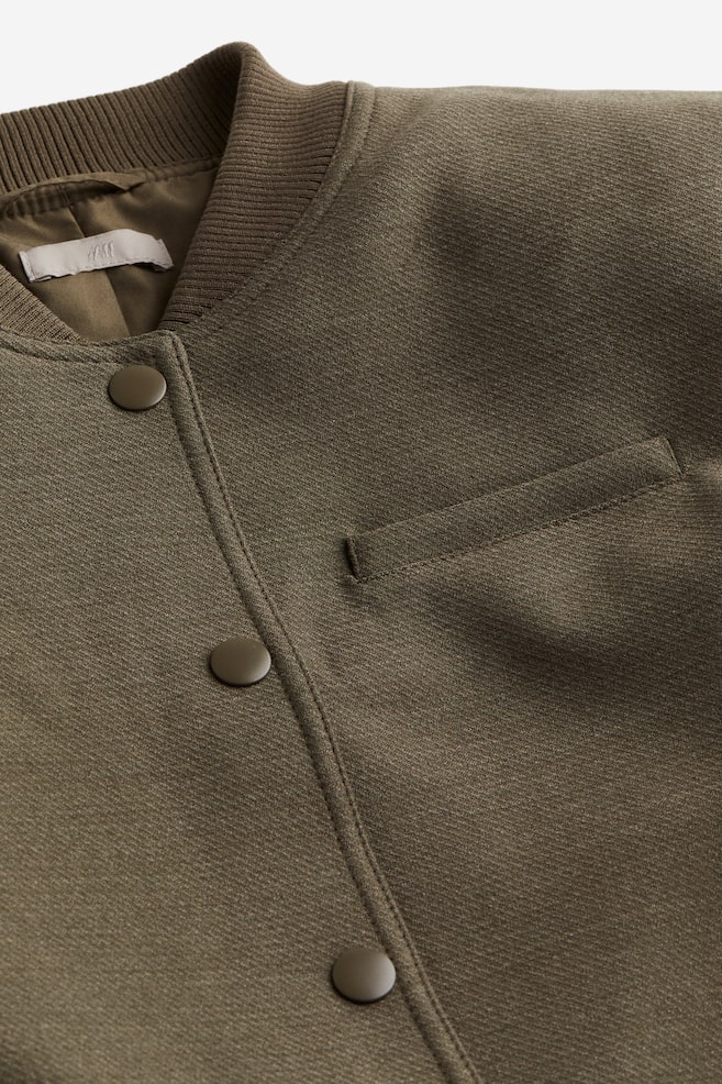 Short shoulder-pad jacket - Dark khaki green/Light beige/Black - 6