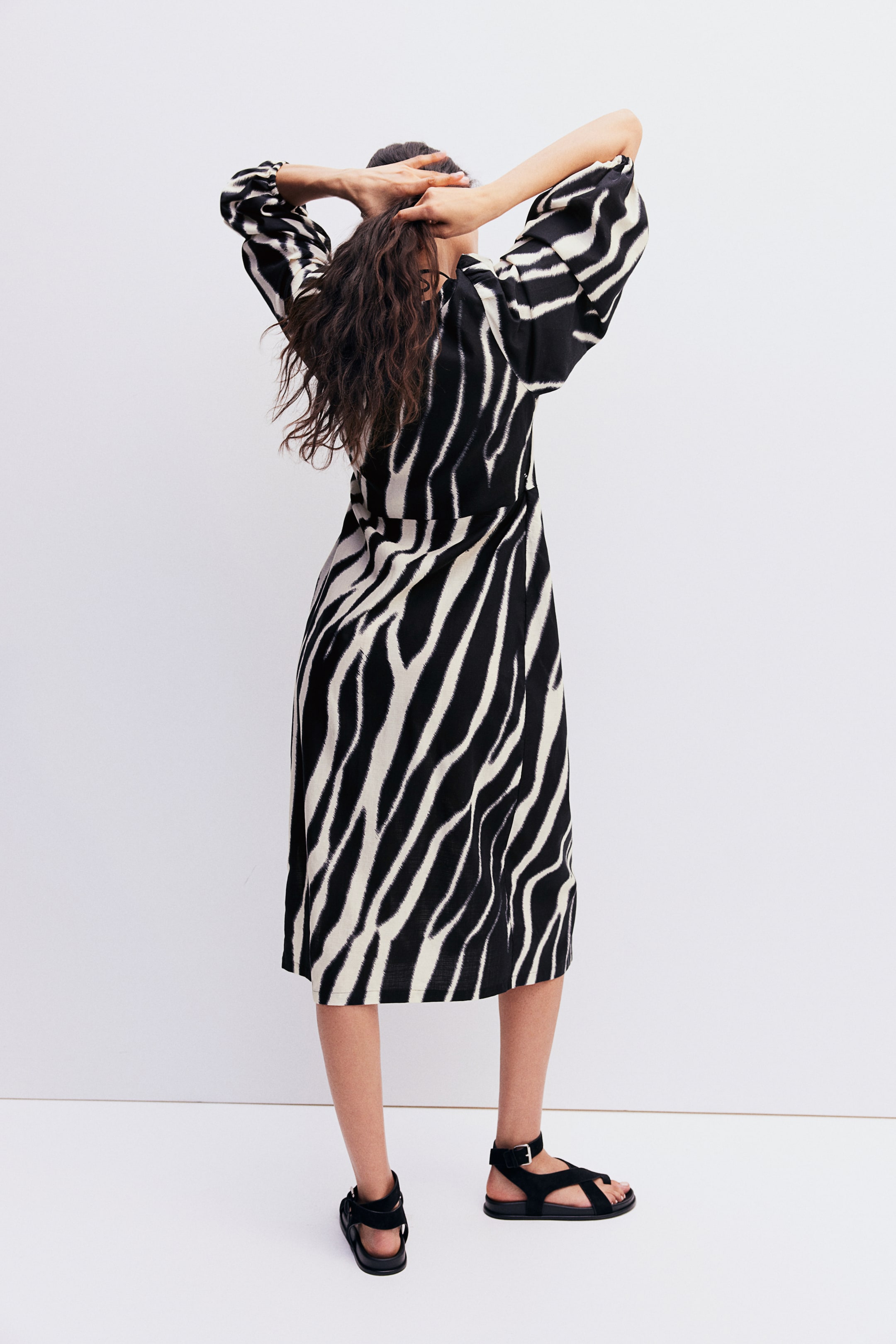 Cotton Wrap Dress Black Zebra Print Ladies Handm Us