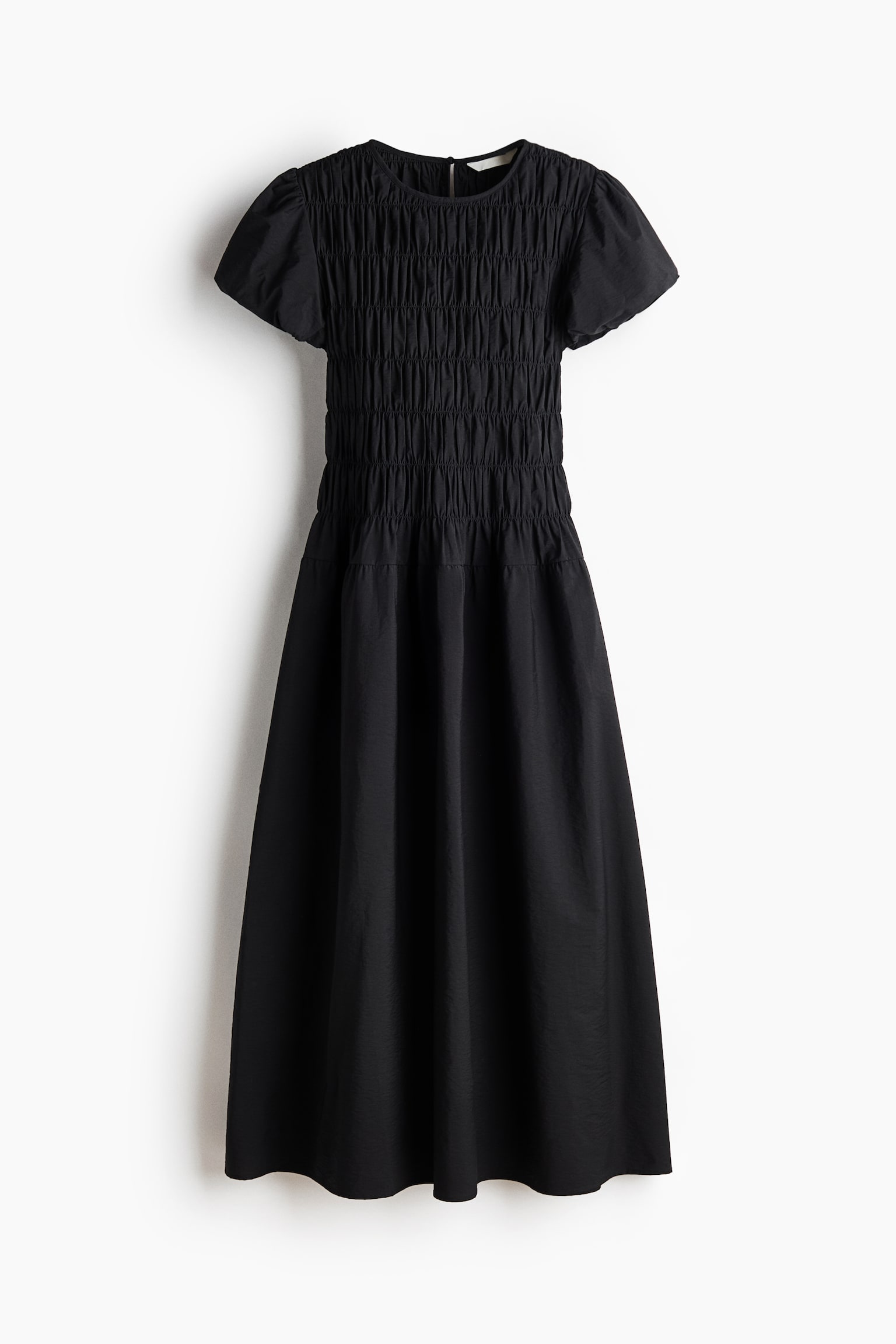 Smocked-Bodice Dress - Black/Pale pink - 1