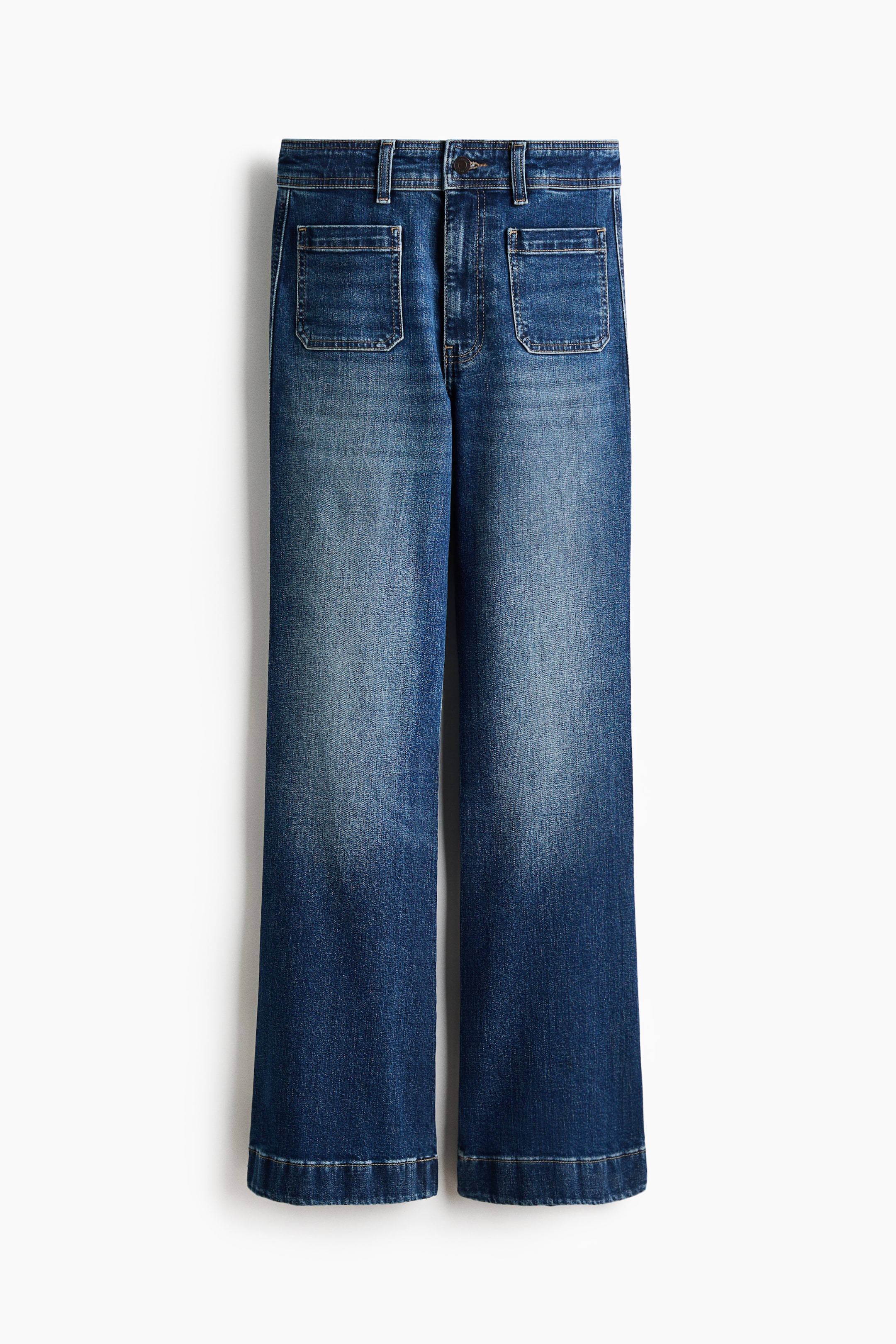 Jean slim à taille haute délavé - Bleu denim