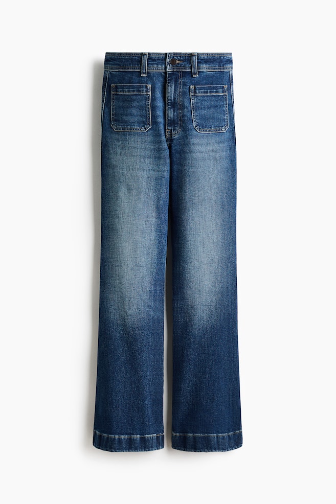 Flared High Jeans - Dark denim blue/Denim blue/Peach pink/Dark denim blue/White/Brown/leopard print/Dark denim blue/White - 1