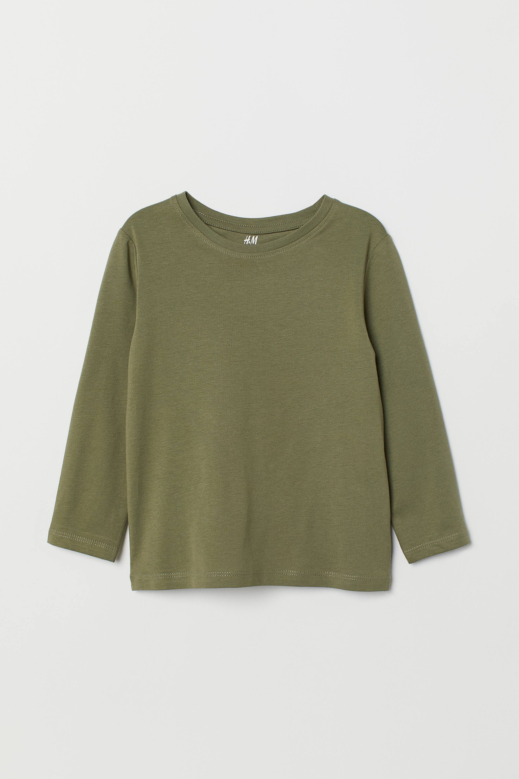 View larger image: Long-sleeved T-shirt - Khaki green - Kids | H&M 1