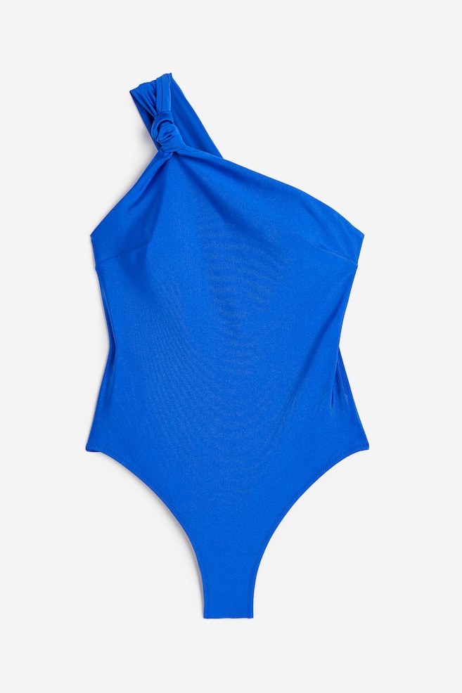 High leg one-shoulder swimsuit - Bright blue/Black - 2