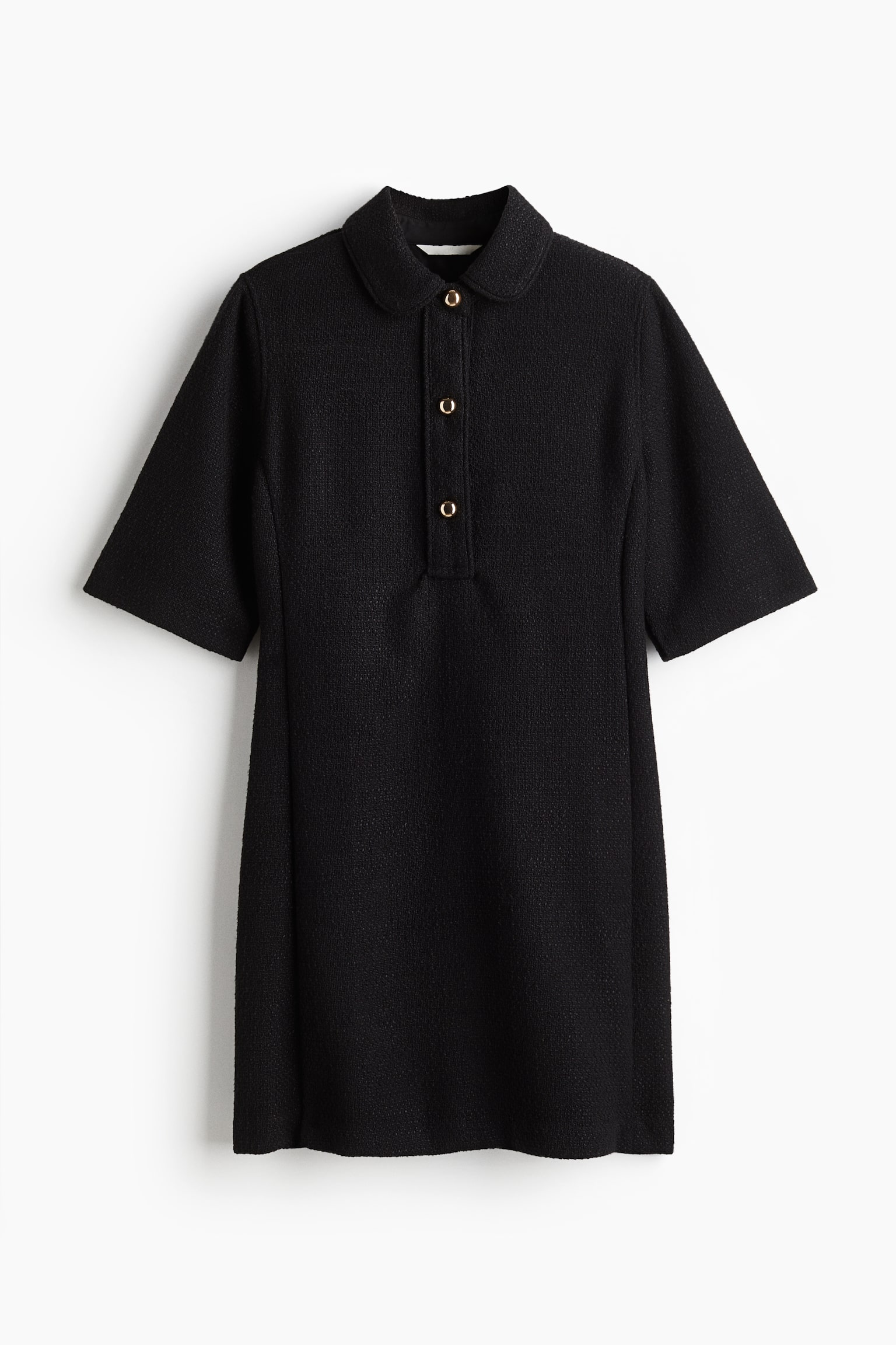 Женское платье H&M Bouclé Dress with Collar, цвет: Чёрный — фото 1