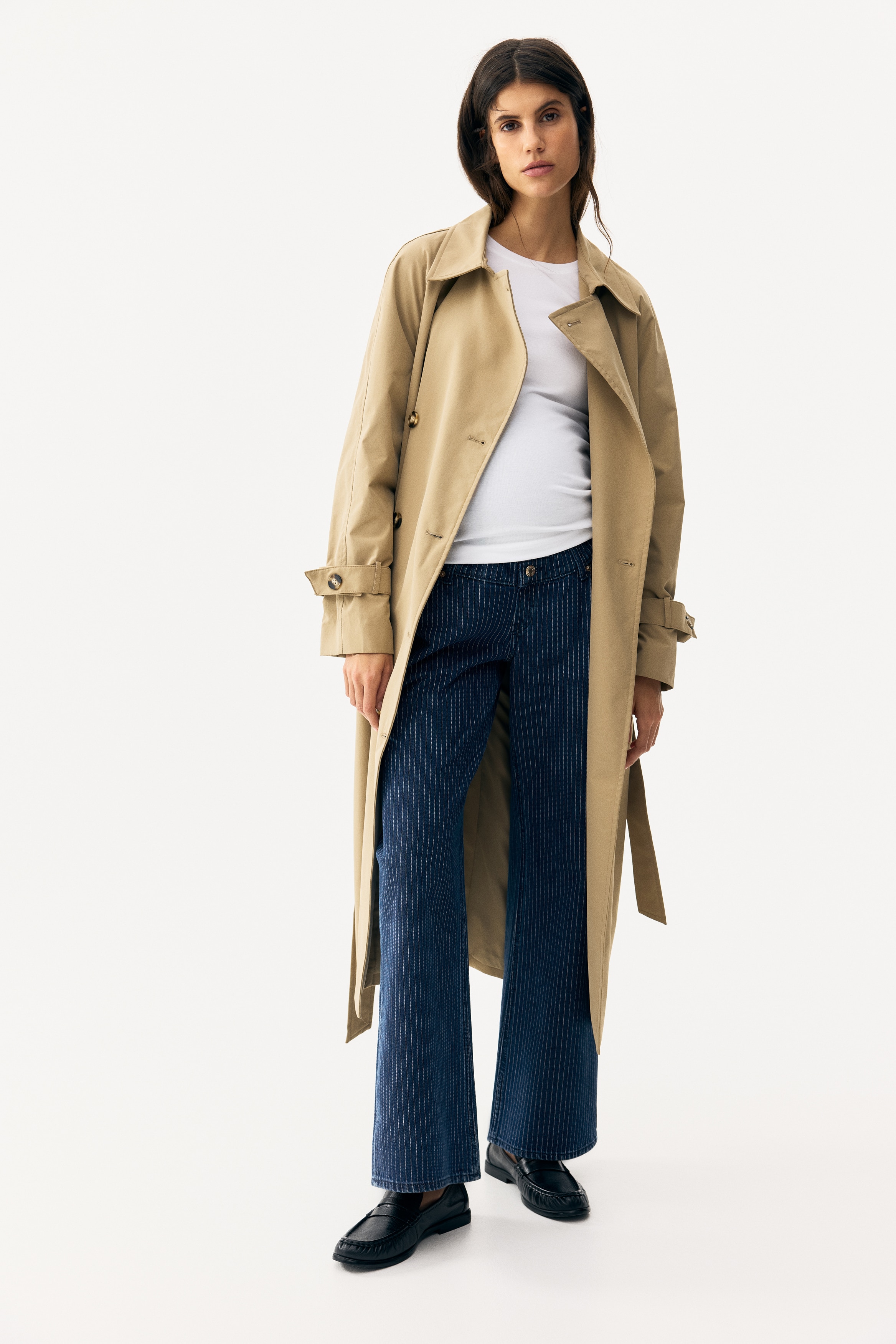 MAMA Wide jeans - Teksas plava/tanke pruge/Bleda teksas plava/Bela/Teksas plava/Tamna teksas plava/Bela/Tamna teksas siva