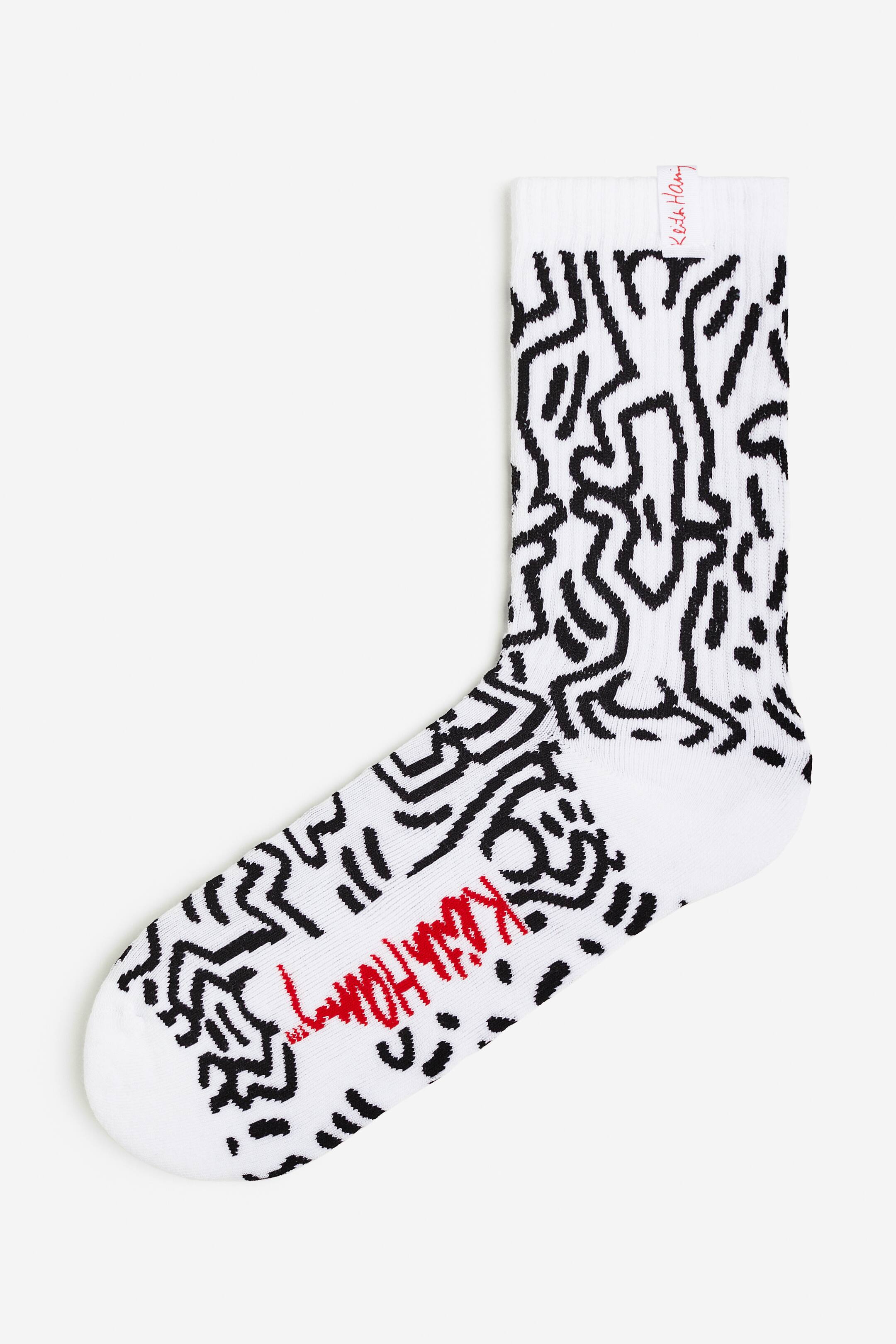 View larger image: Motif-detail socks - White/Keith Haring - Men | H&M 1