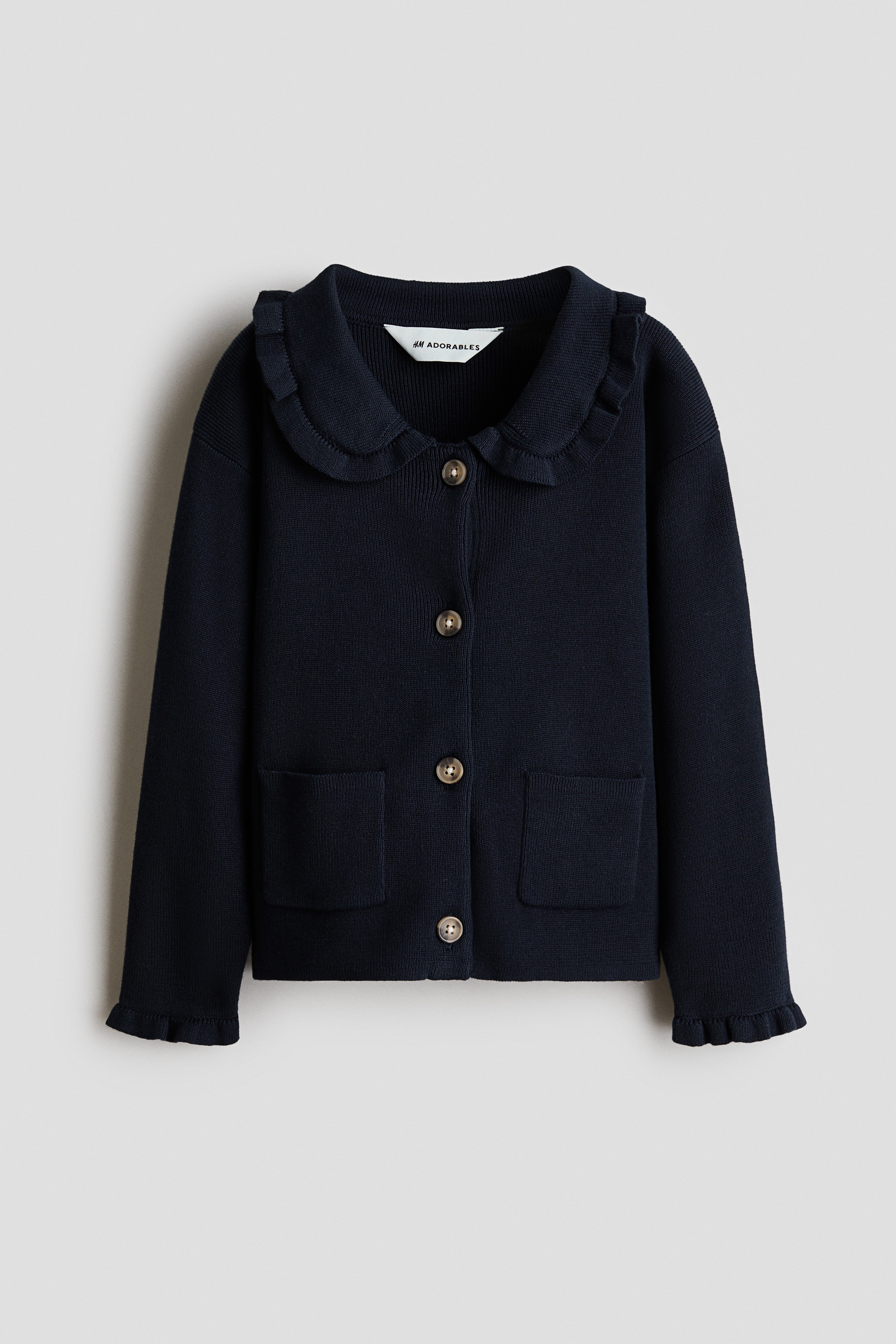 Cárdigan de algodón con cuello bobo - Azul marino