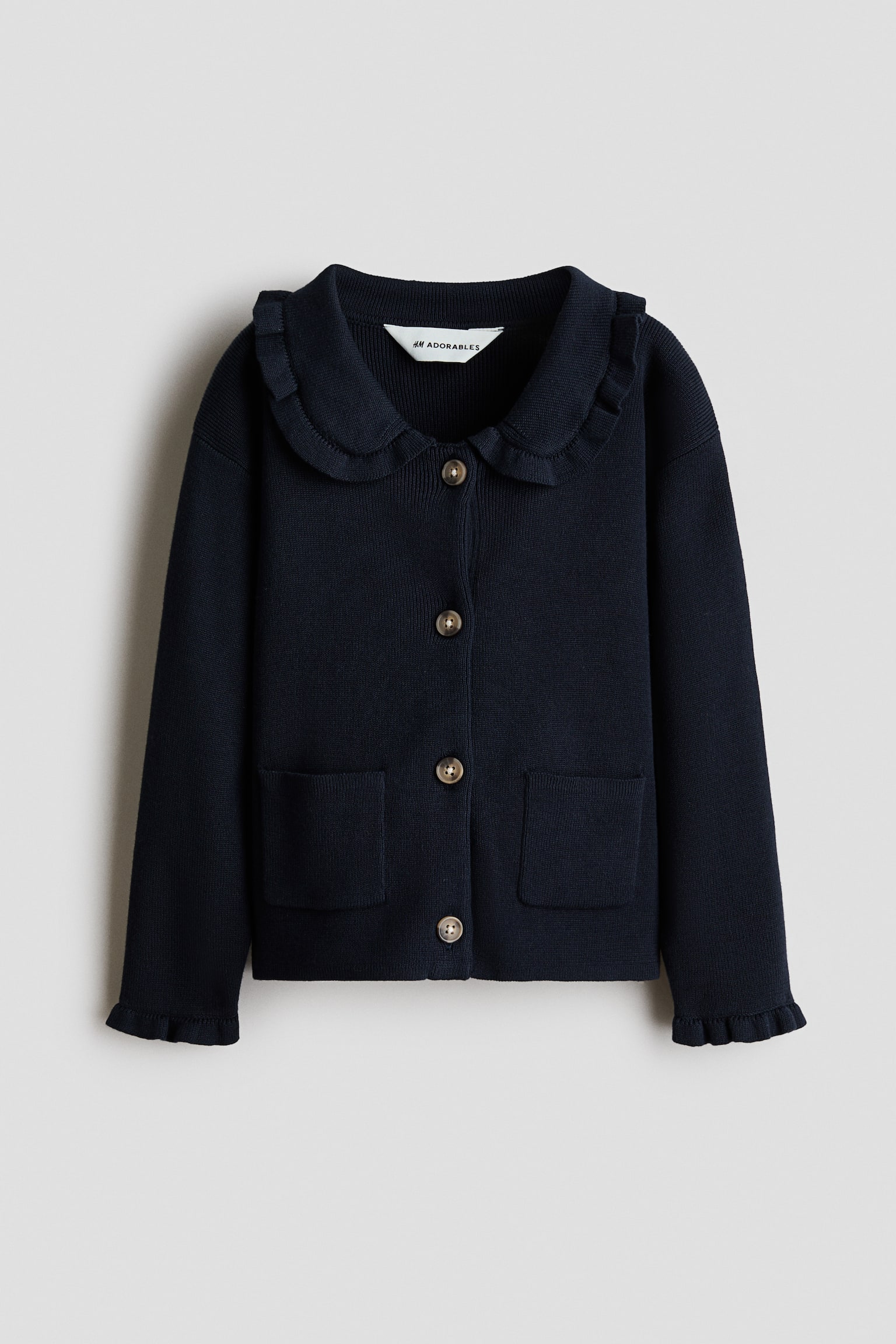 Детский кардиган H&M Cotton Cardigan with Collar, цвет: Тёмно-синий — фото 1