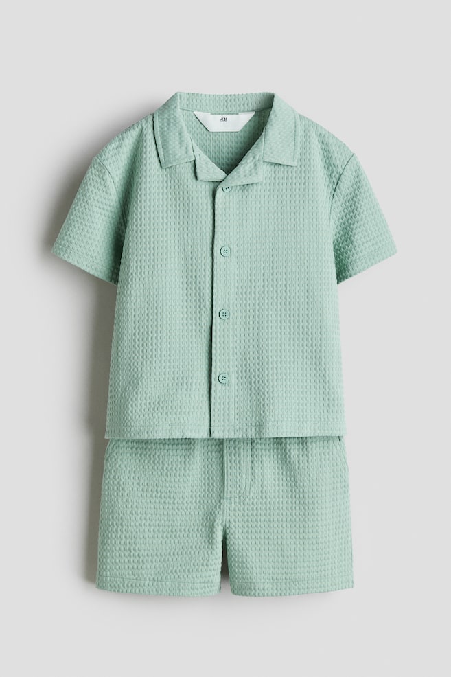 2-teiliges Set mit Shirt und Shorts - Pastellgrün/Hellblau/Hellgelb - 1