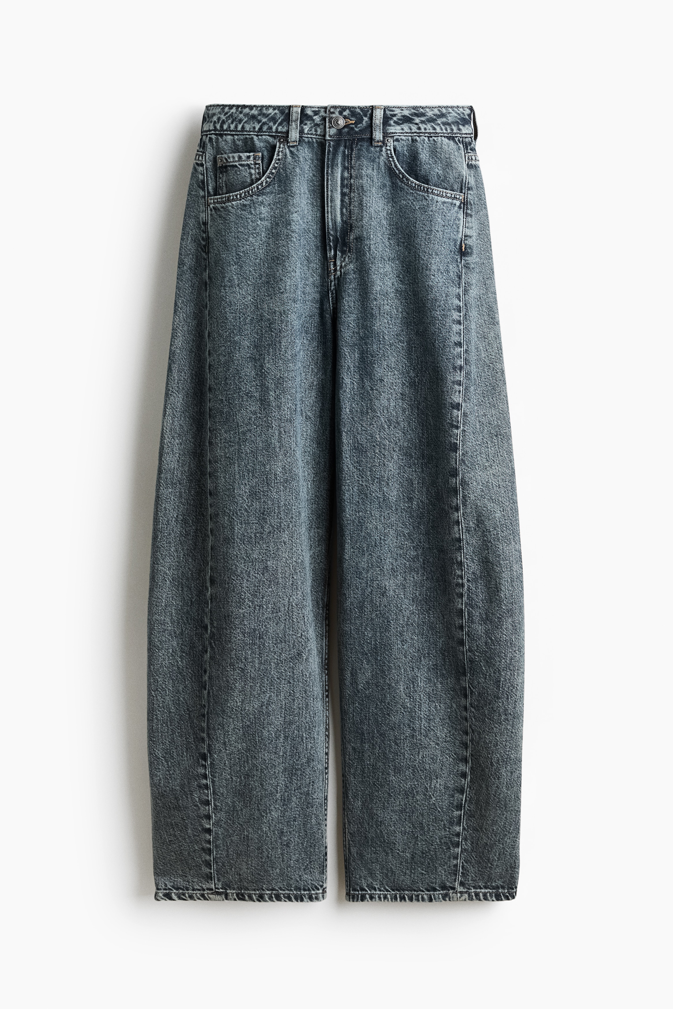 Barrel High Waist Jeans - Albastru-denim închis/Albastru-denim deschis/Gri-denim
