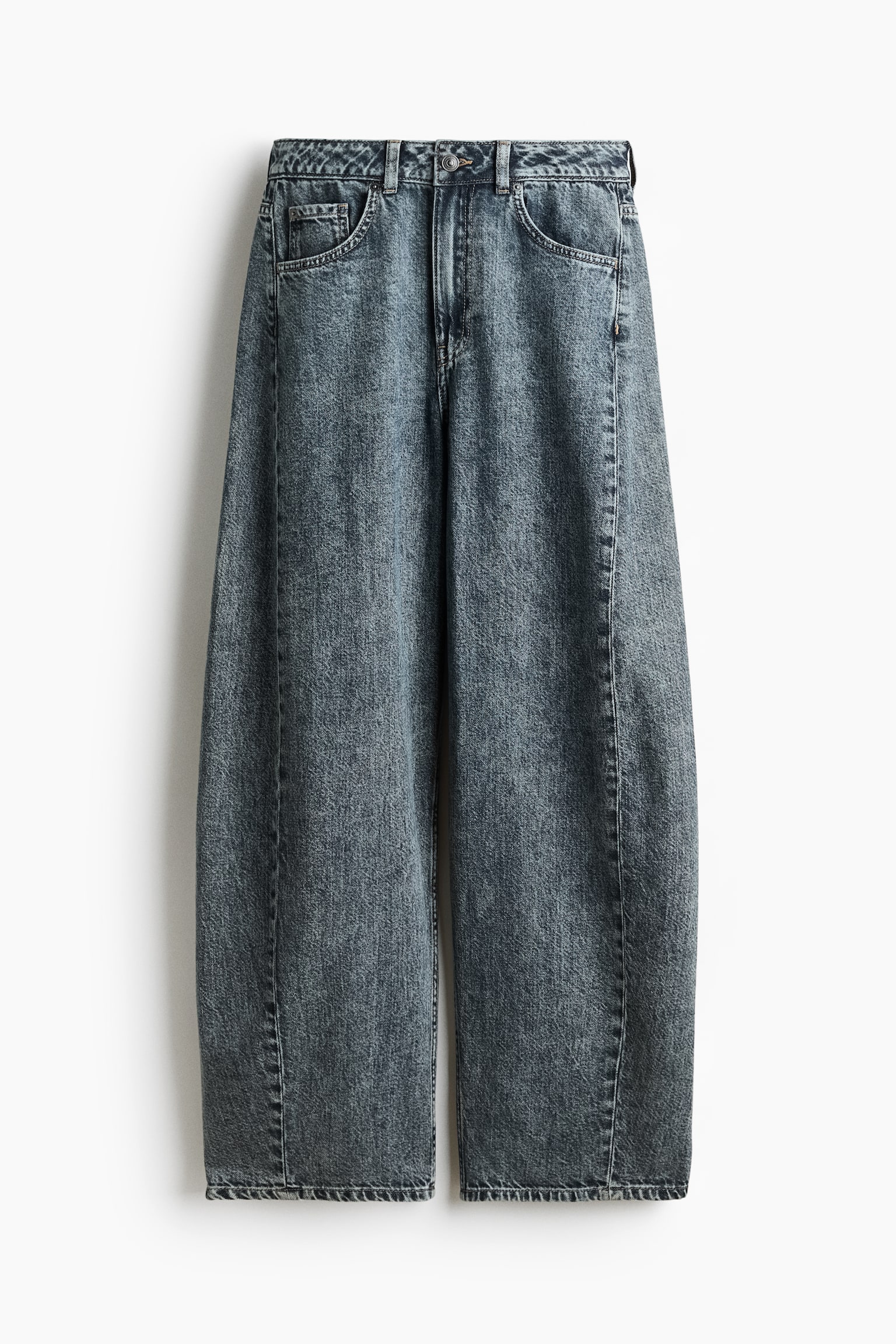 Barrel-Leg High-Waist Jeans - Dark denim blue/Light denim blue/Denim gray - 1
