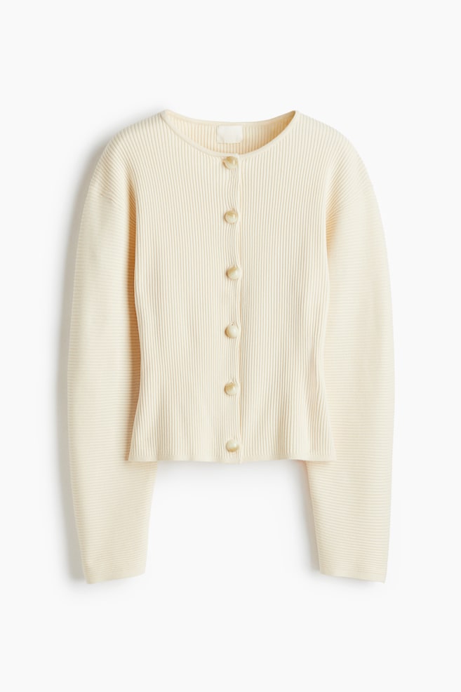 Rib-Knit Cardigan - Cream - 1