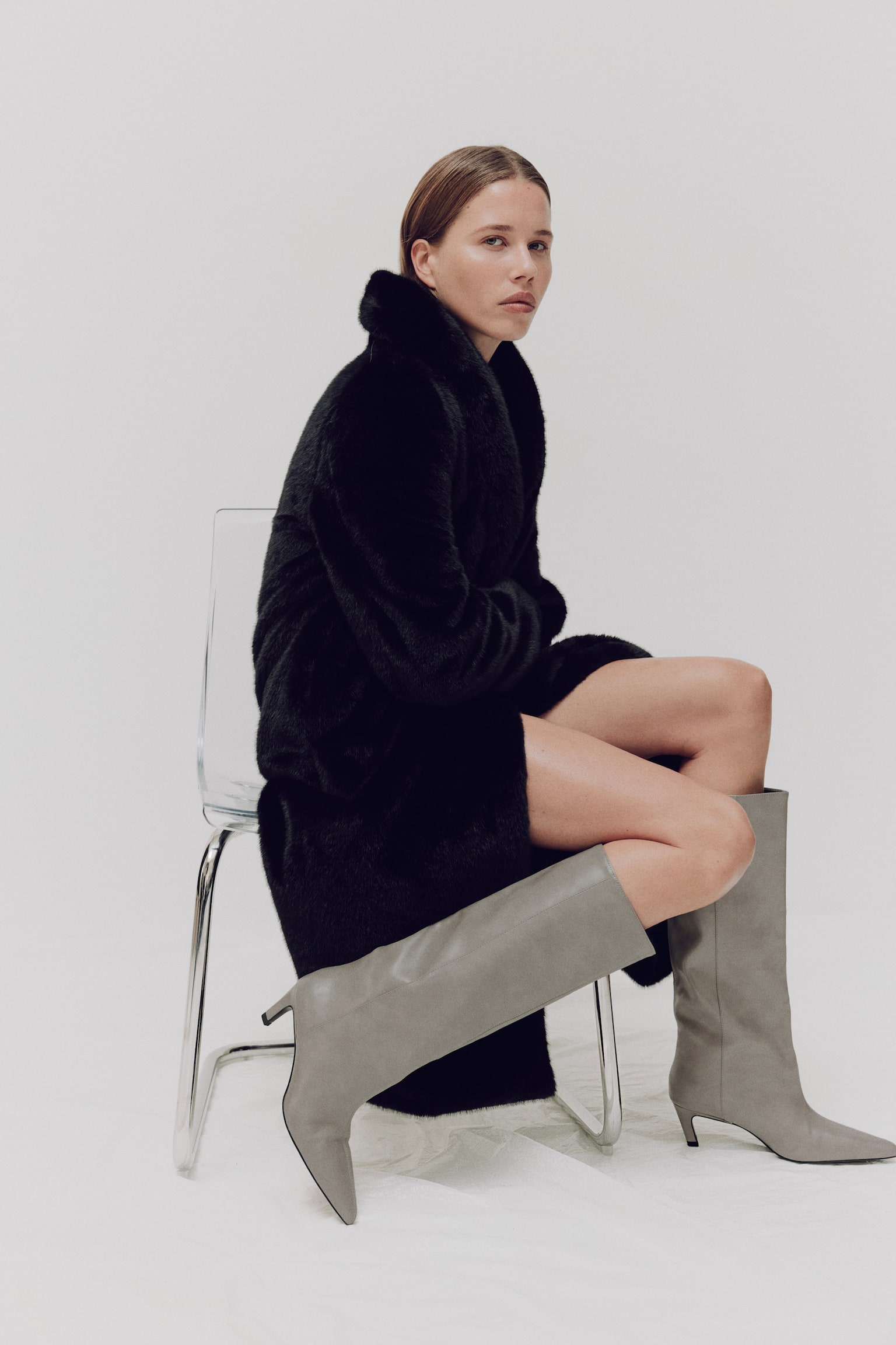 Botas en punta - Gris/Beige/Negro - 5