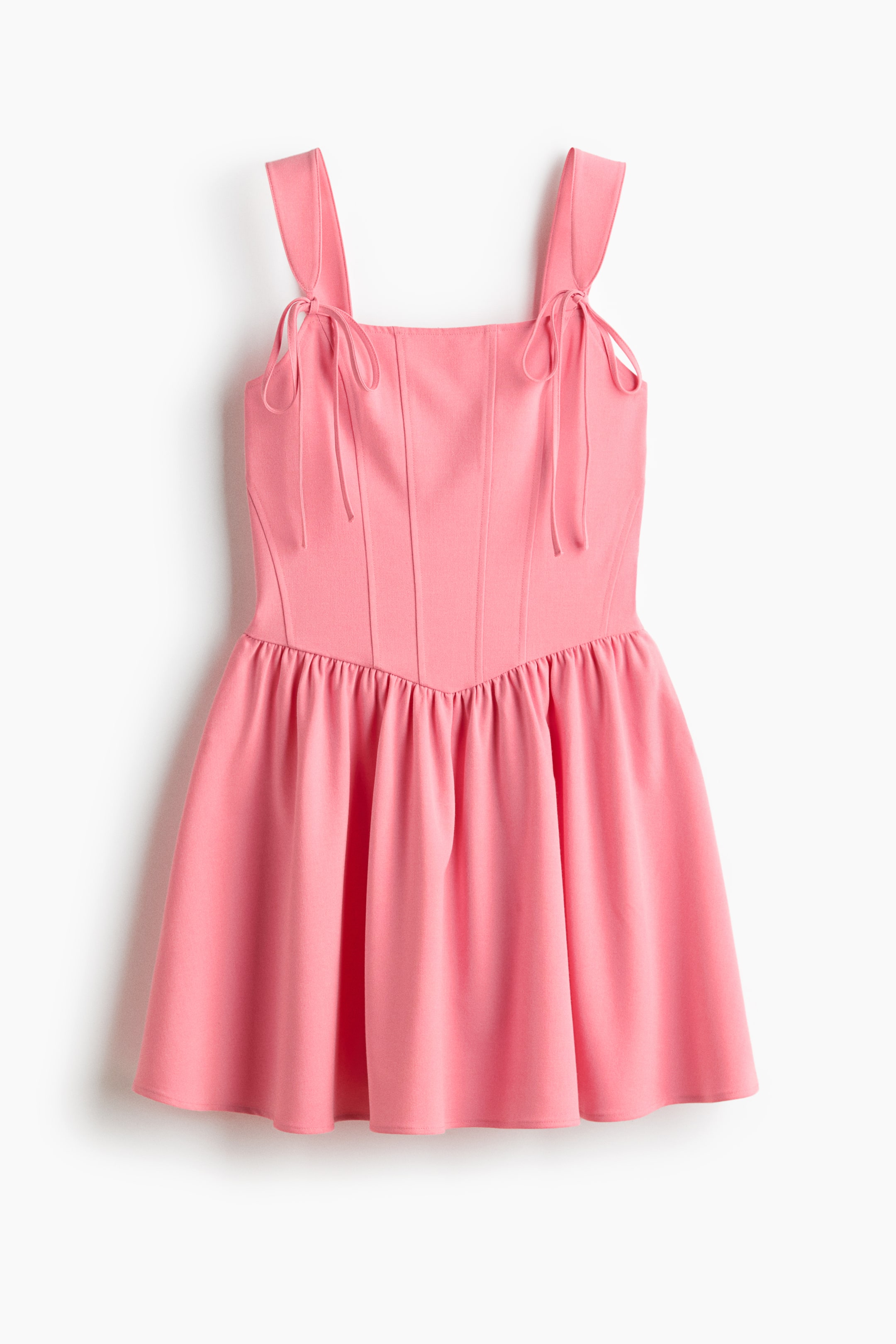 Flared-Skirt Tie-Detail Dress