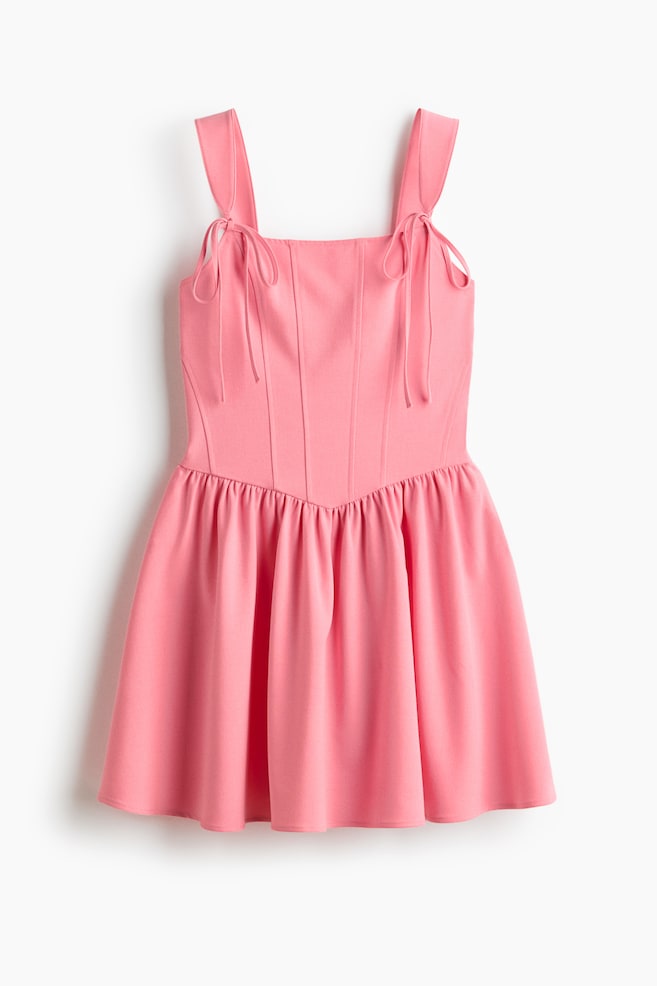 Vestido acampanado con lazos decorativos - Rosa - 1