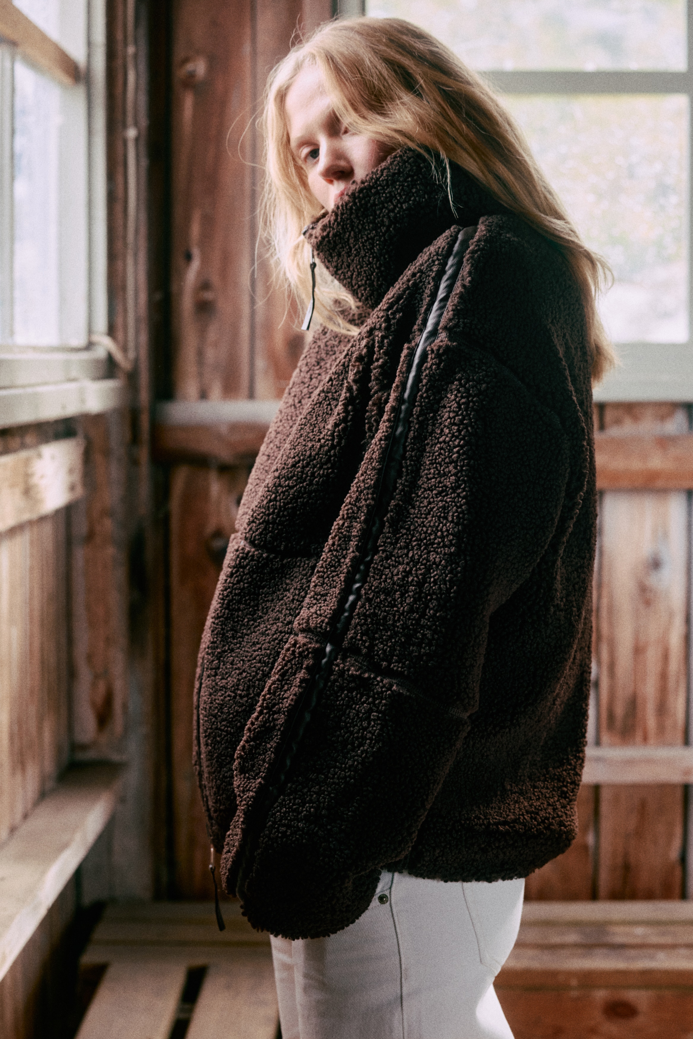 Women's Dark brown MAMA Teddy Fleece Jacket | H&M CA