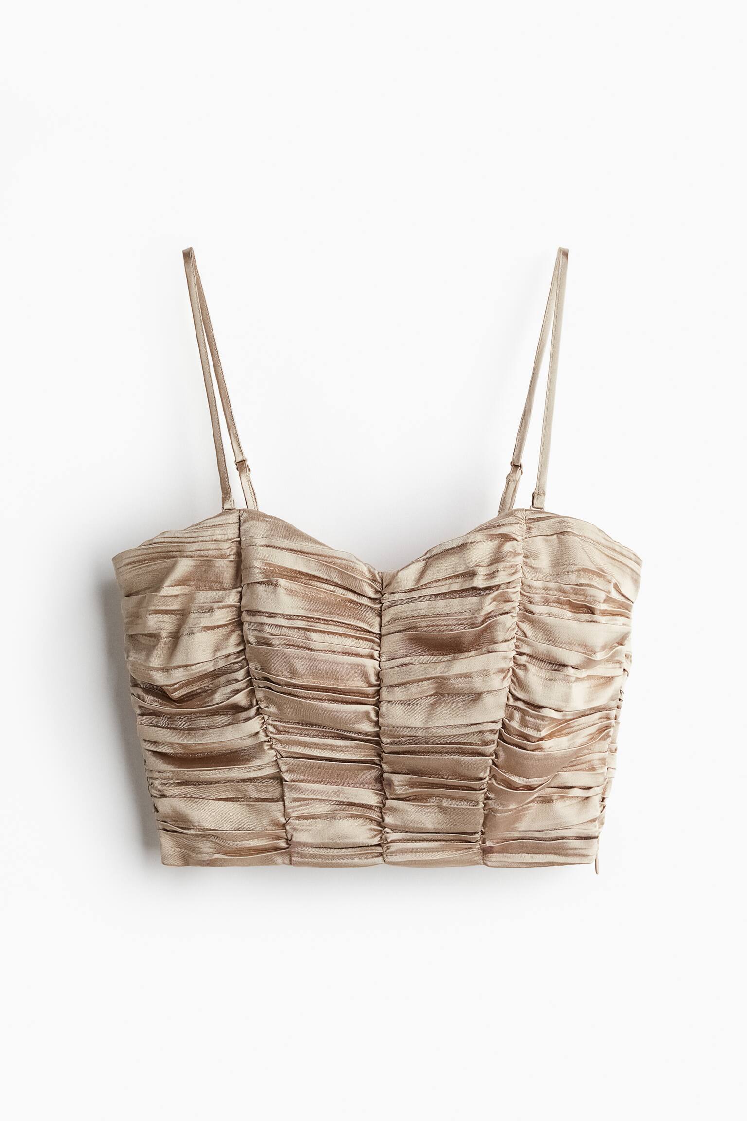 Satin bustier top - Beige - 6