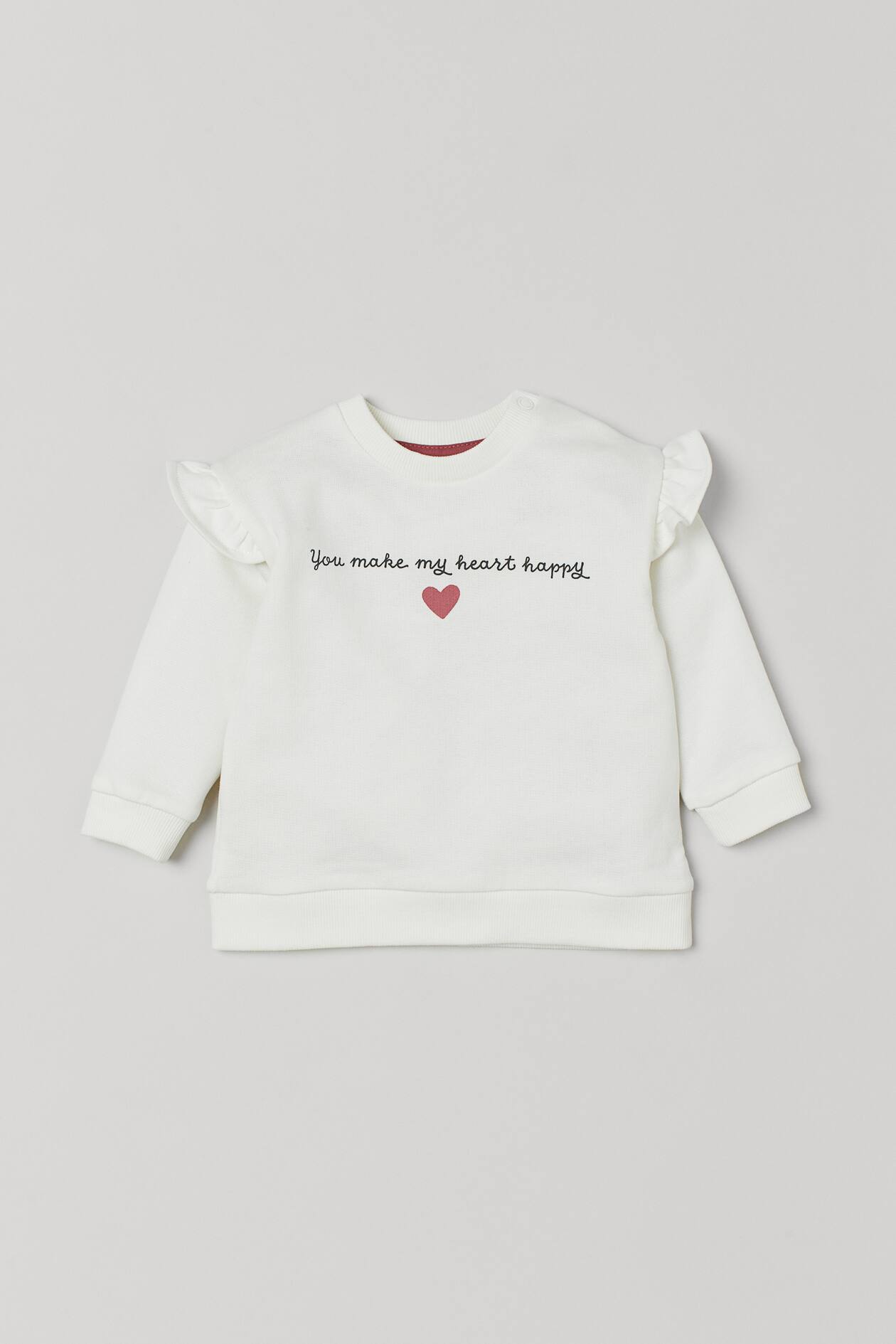 Sweatshirt - Round Neck - Long sleeve - White/heart - Kids | H&M US