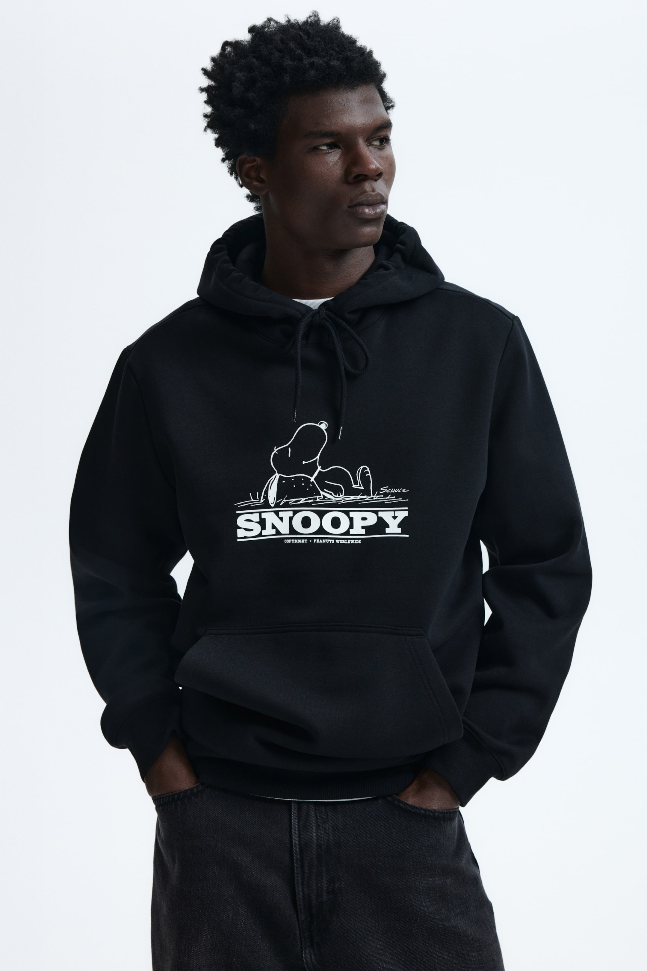 View larger image: Regular Fit Hoodie - Black/Snoopy - Men | H&M PH 1