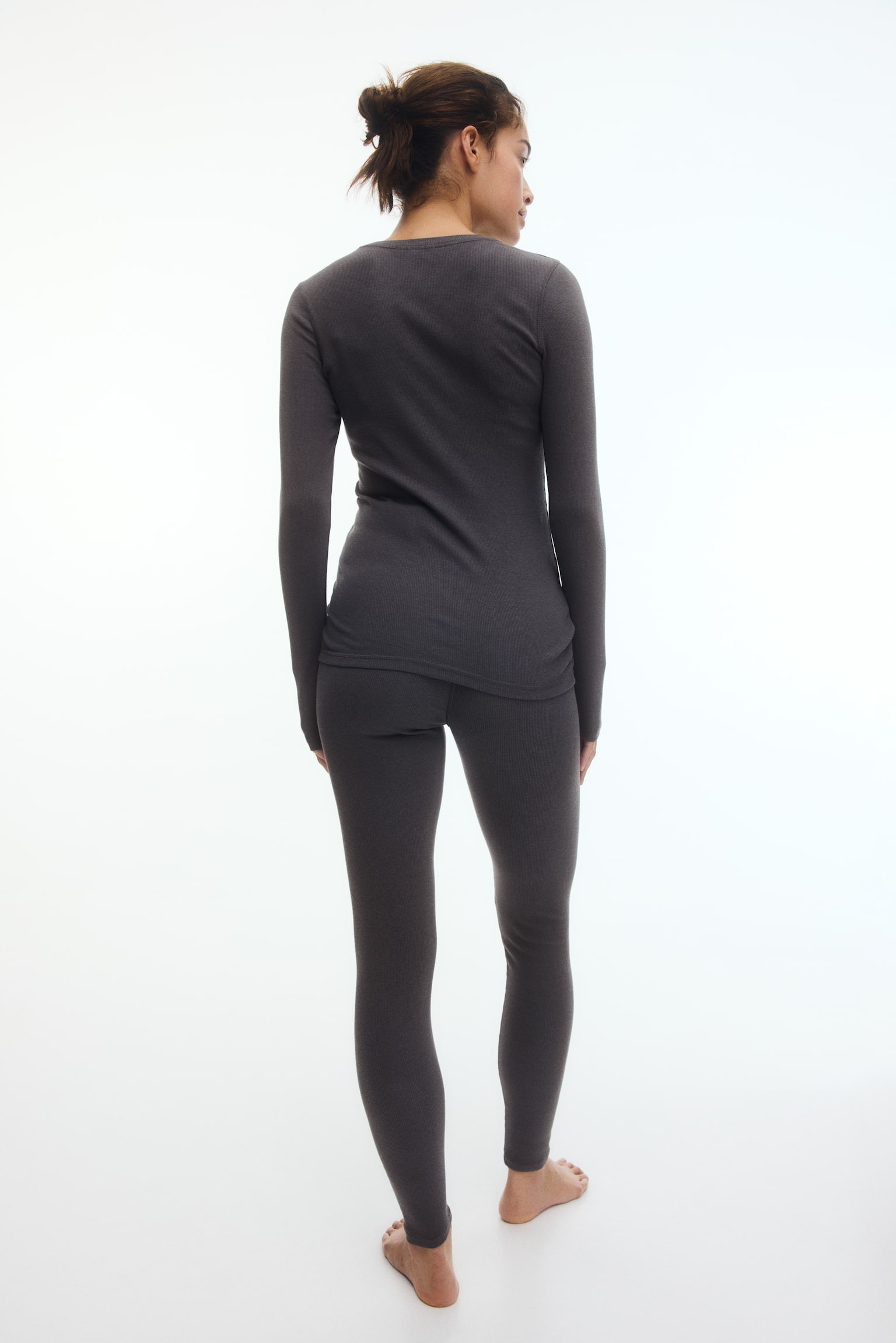 MAMA Dvojdielna rebrovaná súprava - Tmavosivá/Tmavohnedá - 5