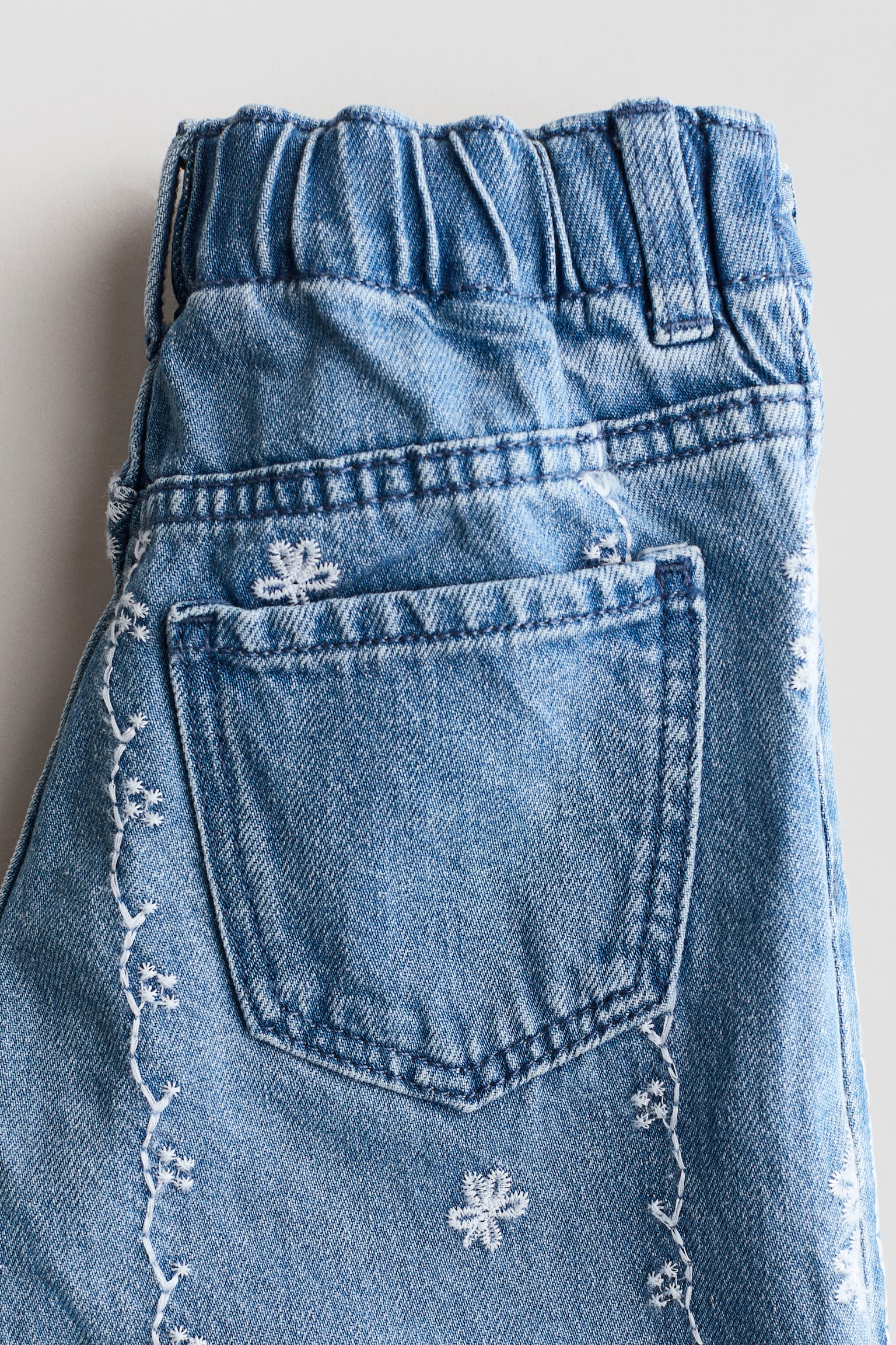 Wide Leg Jeans із вишивкою - Блакитний денім - 7
