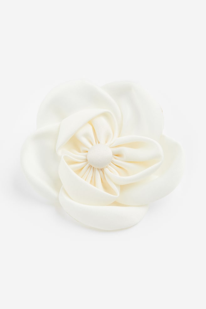 Haargummi mit Stoffblüte - Weiß/Schwarz - 1