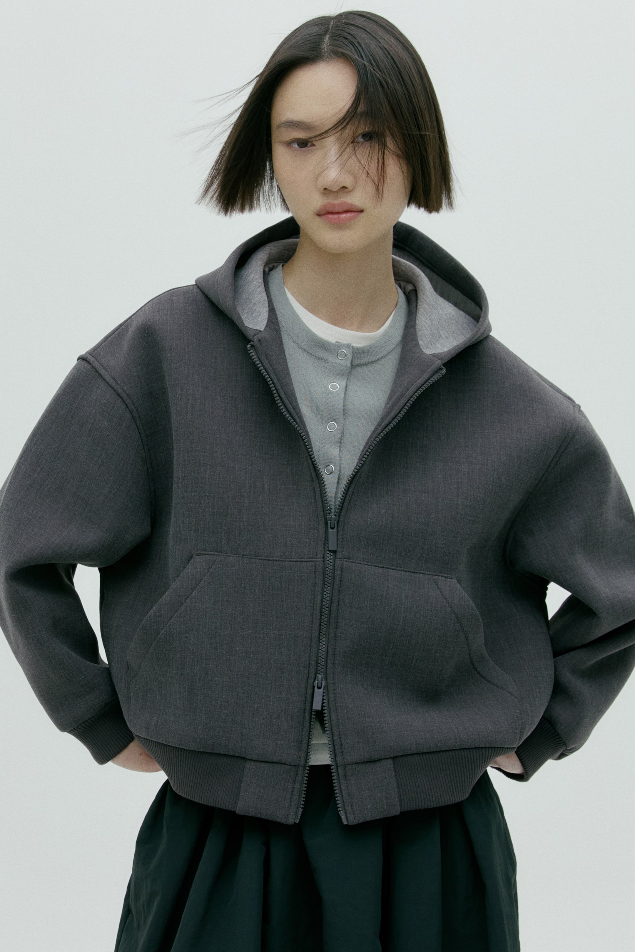 拡大画像を表示: ストラクチャードジャケット - ダークグレーメランジ - レディース | H&M JP 1