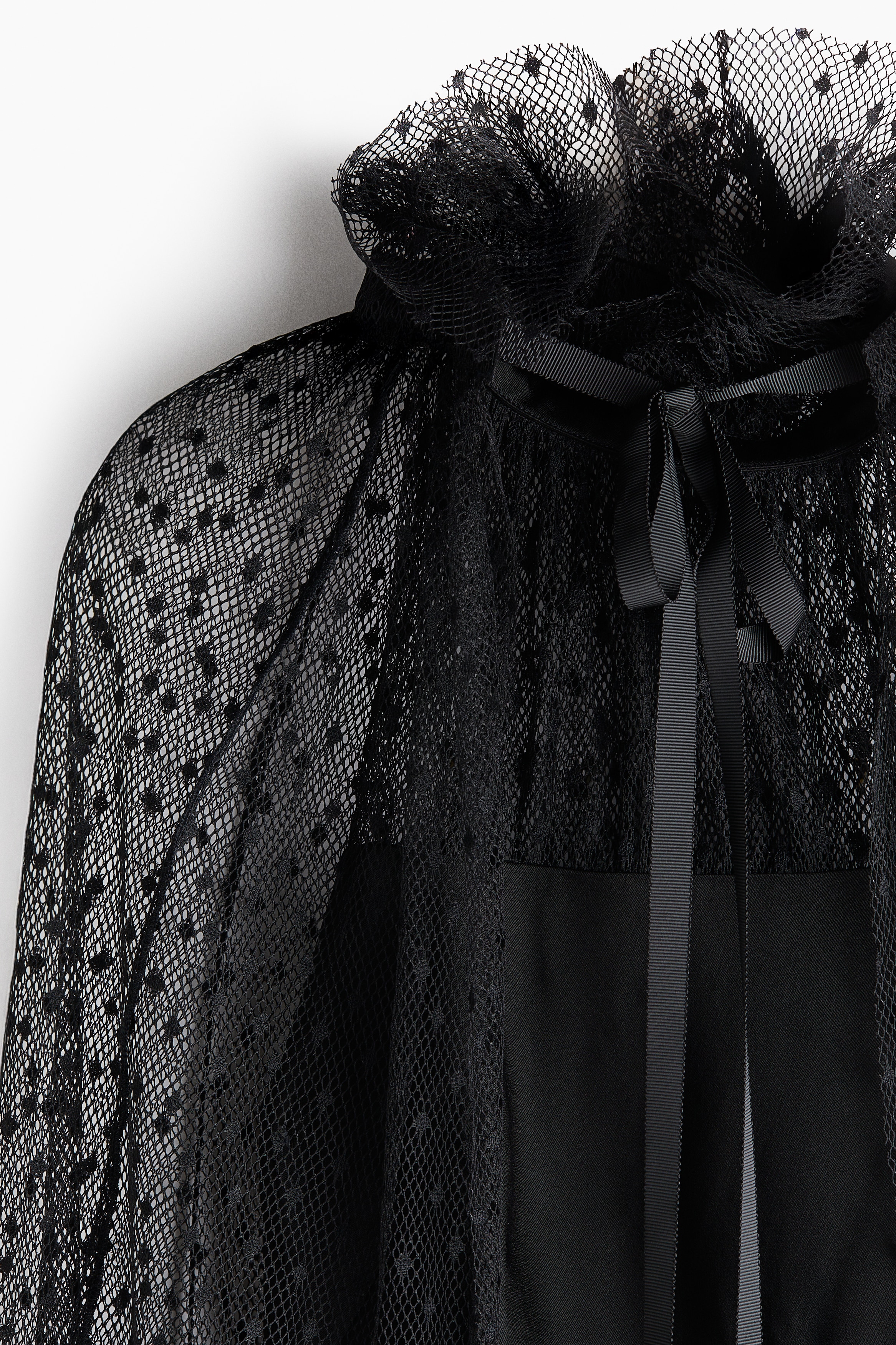 Women's Black Dress with Mesh Cape | H&M US