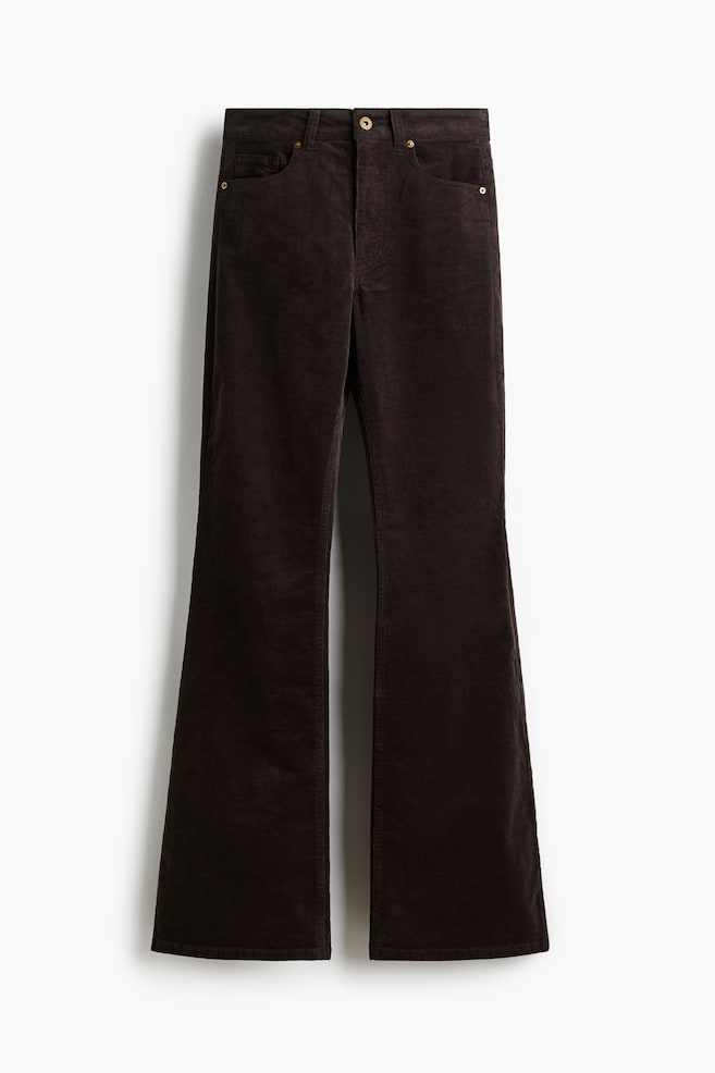 Flared corduroy trousers - Dark brown/Navy blue - 1