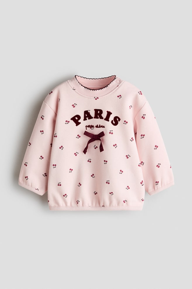 Motif Detaylı Sweatshirt - Açık pembe/Paris/Açık bej/Cutie - 1