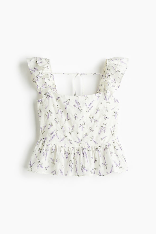 Blouse péplum avec détail à nouer - Blanc/fleuri/Blanc - 1