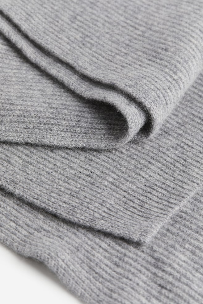 Ribbed cashmere scarf - Grey marl/Black - 2
