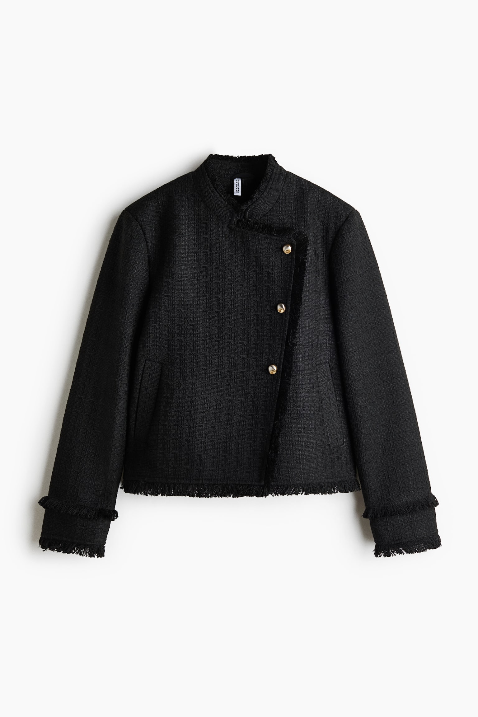 Женская куртка H&M Single-Breasted with Fringe, цвет: Чёрный — фото 1