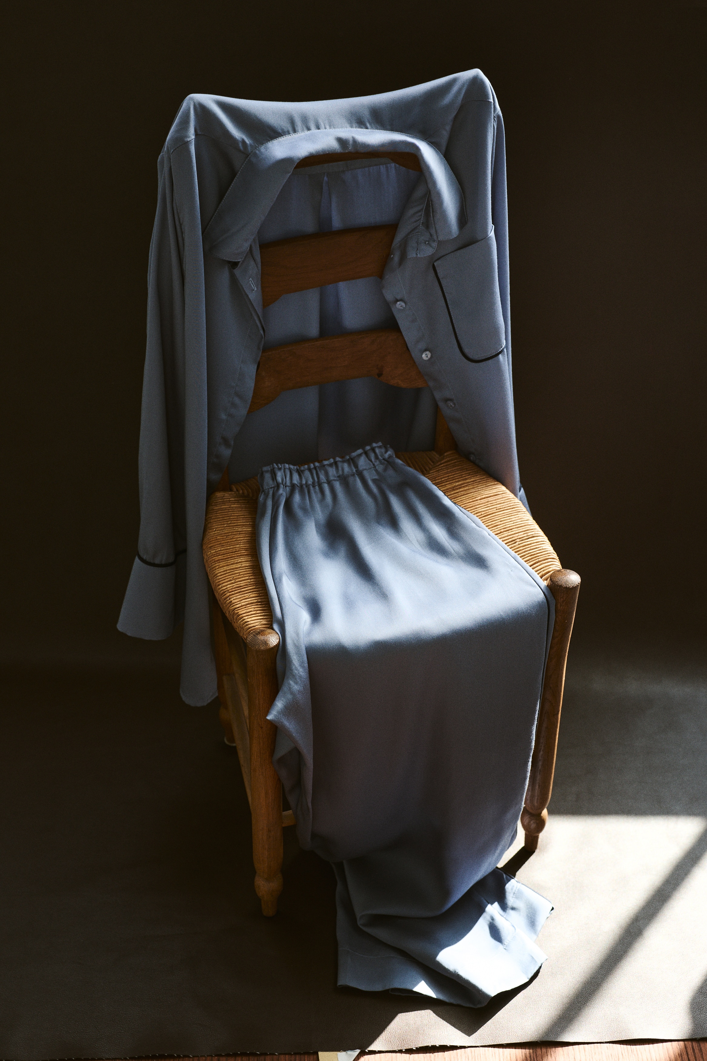 Satin pyjamas - Dusty blue/Cream/Black/Light blue/Beige