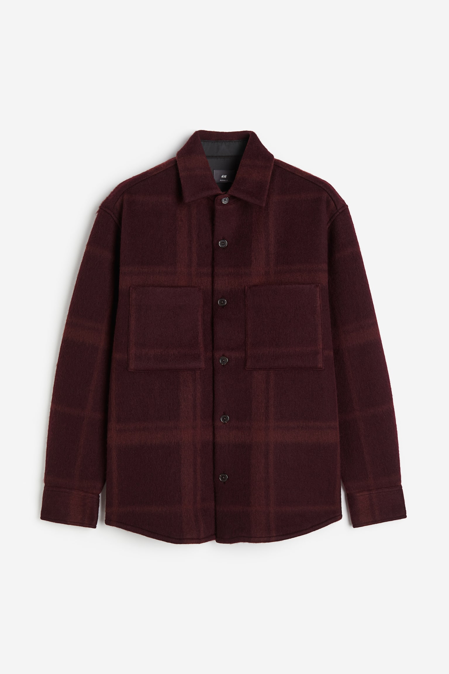 Loose Fit Overshirt - Dark red/Check/Dark grey/Check - 1