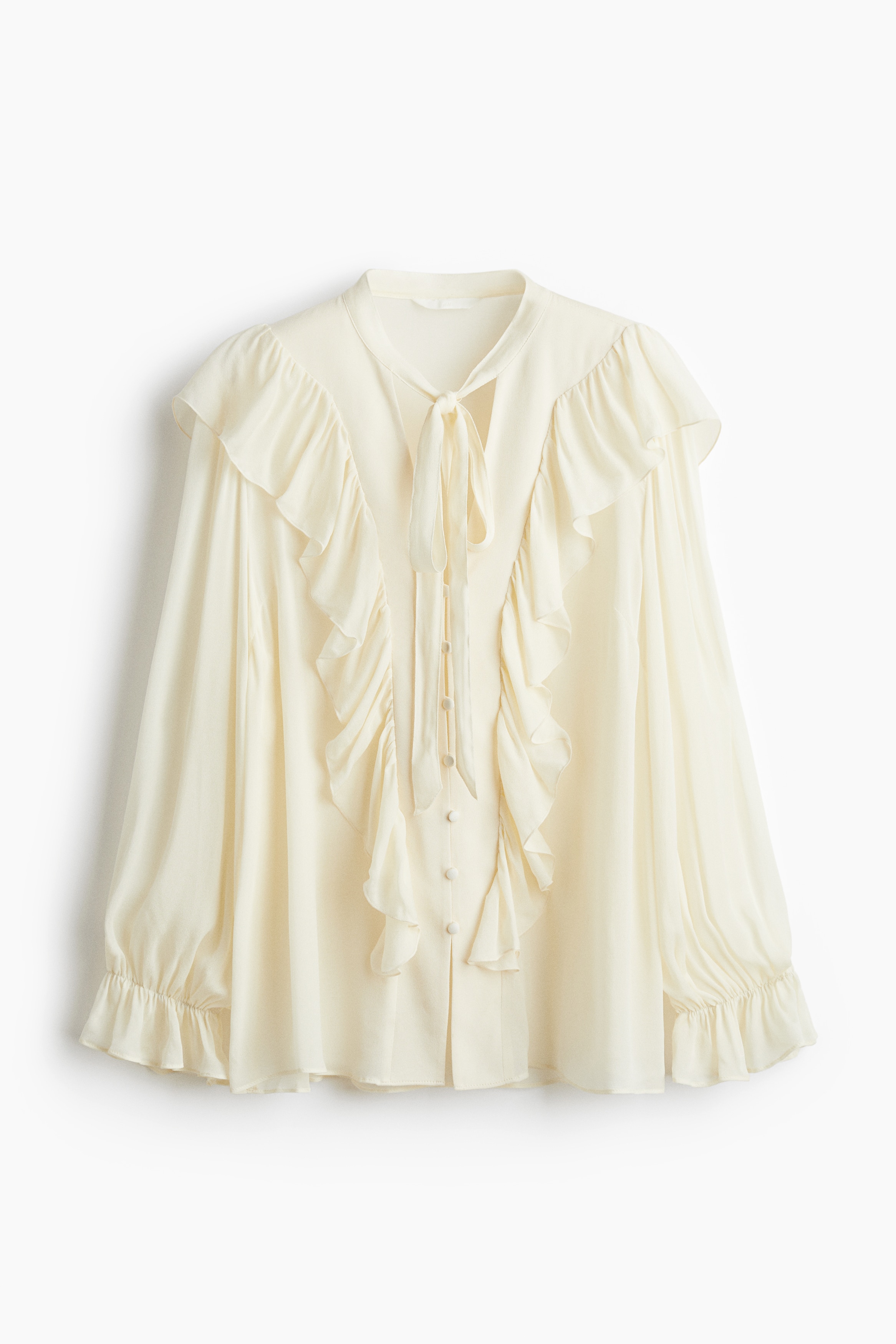 荷葉邊女衫 - 奶油色