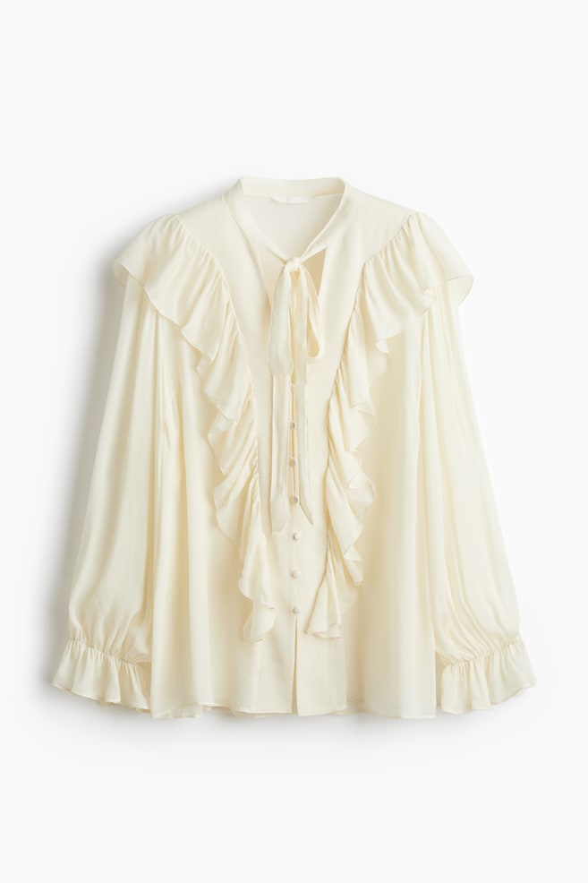 Ruffle-Trimmed Blouse - Cream - 1