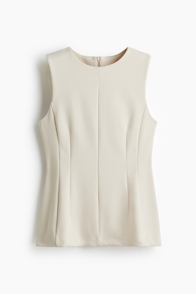Ponte Peplum Top - Light beige/Dark gray melange/Black - 1