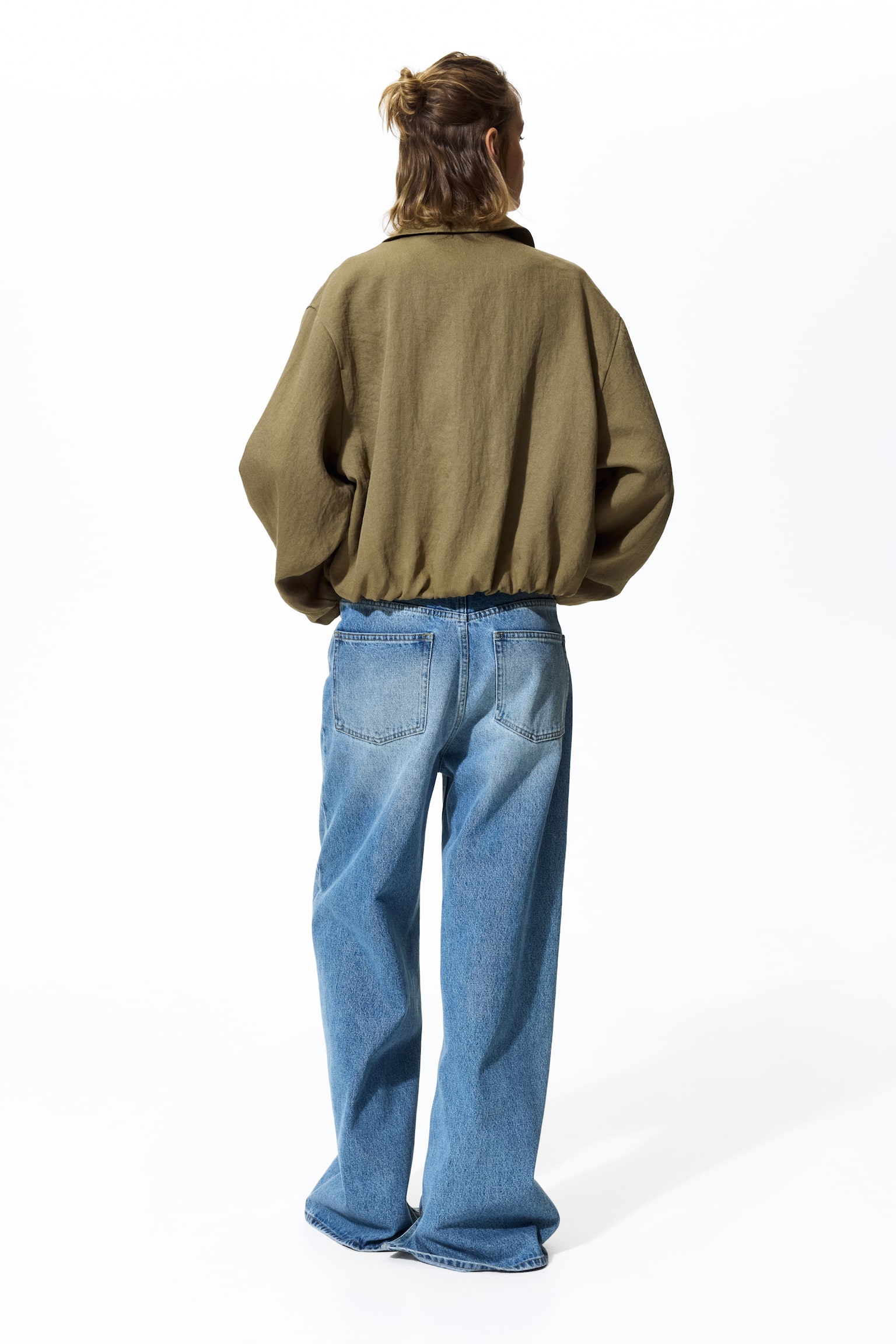Oversized bubble-hem jacket - Khaki green/Beige/Leopard print/Dark rust brown - 8
