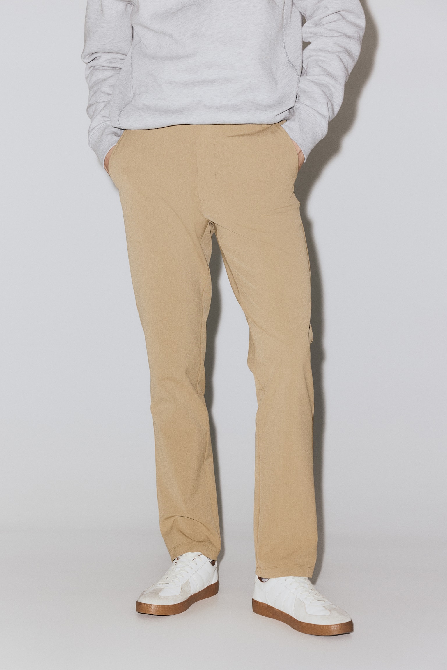 貼身四面彈性卡其褲 - 米色/海軍藍 - 7