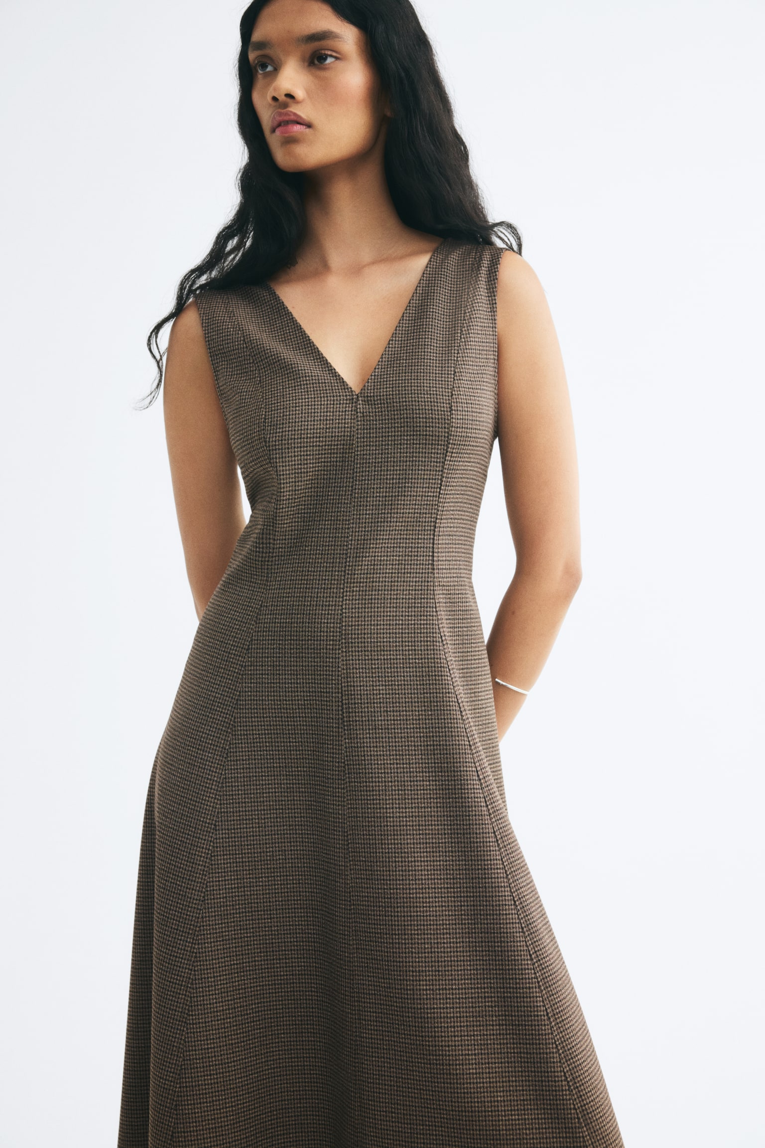 Женское платье H&M Dress with Flared Skirt, цвет: Тёмный коричневый — фото 3