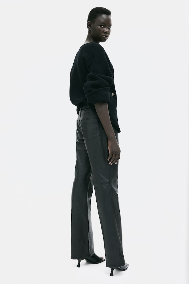 Pantalon en cuir - Noir/Noir - 3