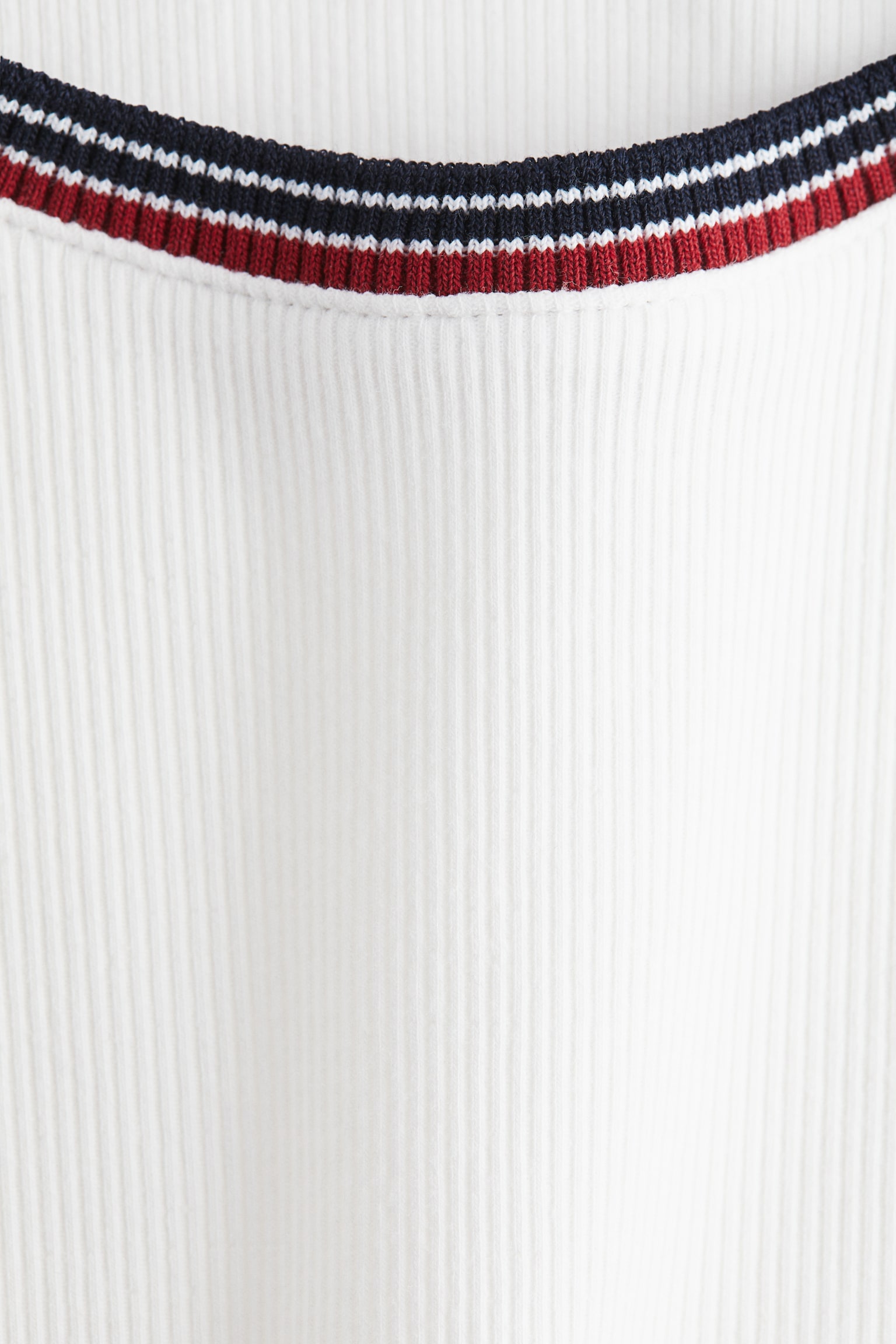 Áo thun dệt kim gân nổi - Màu trắng/Màu xanh tím than - 3